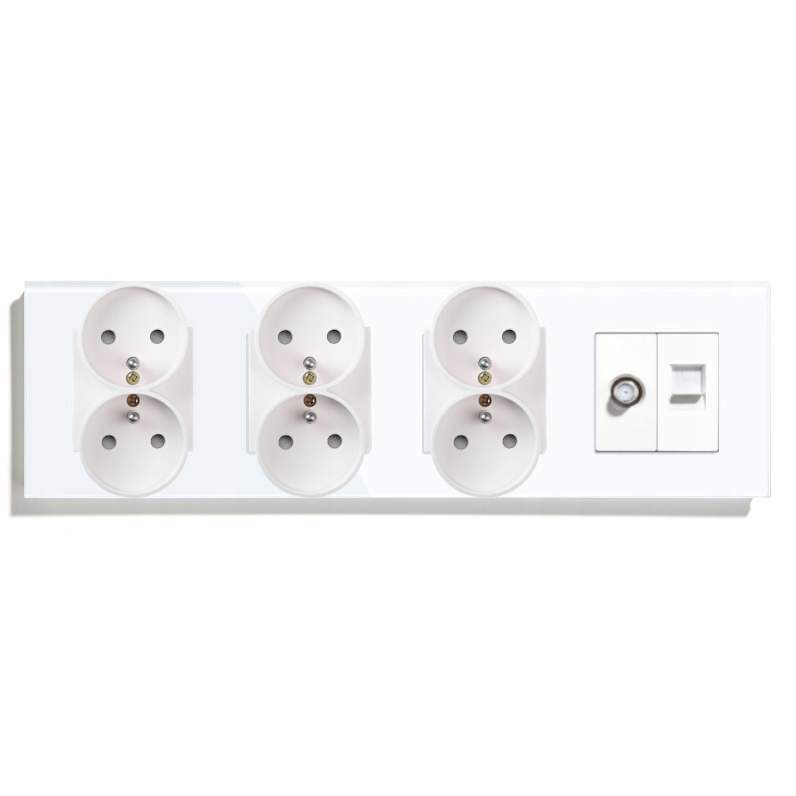 Elektrická Zásuvka Skleněná Čtyřnásobná 299 mm Tv Anténa Internet RJ45 CAT5e
