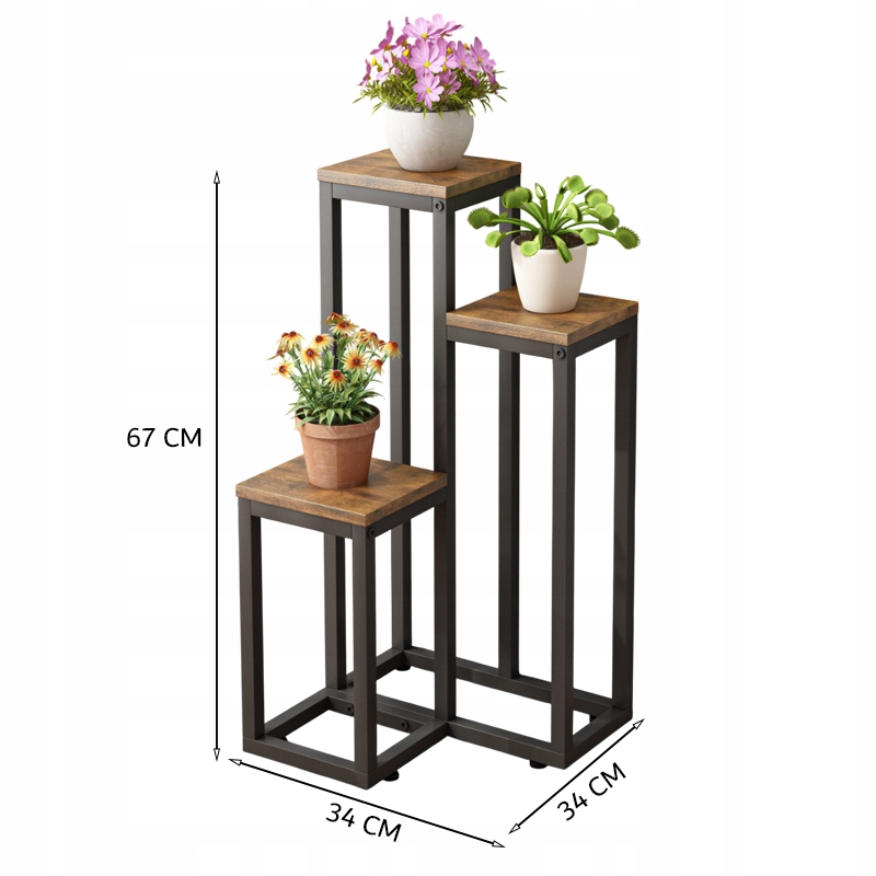 KWIETNIK STOJAK NA ROŚLINY KWIATY DONICZKI RUSTYKALNY REGAŁ METALOWY LOFT Materiał wykonania drewno