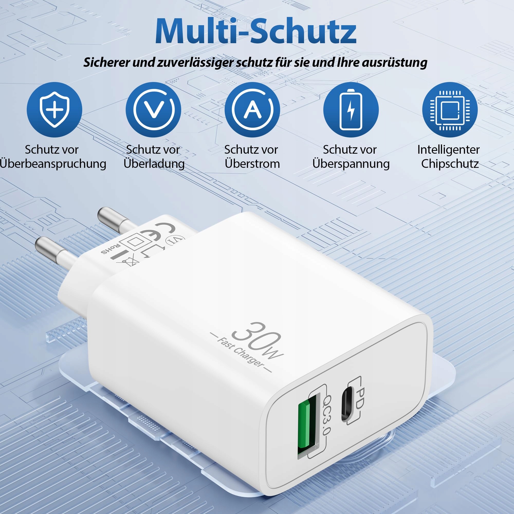 ARCCRA ŁADOWARKA 30W USB C DO PIXEL IPHONE IPAD Z KABLEM 2M PD 2-PORT — miniatura 3
