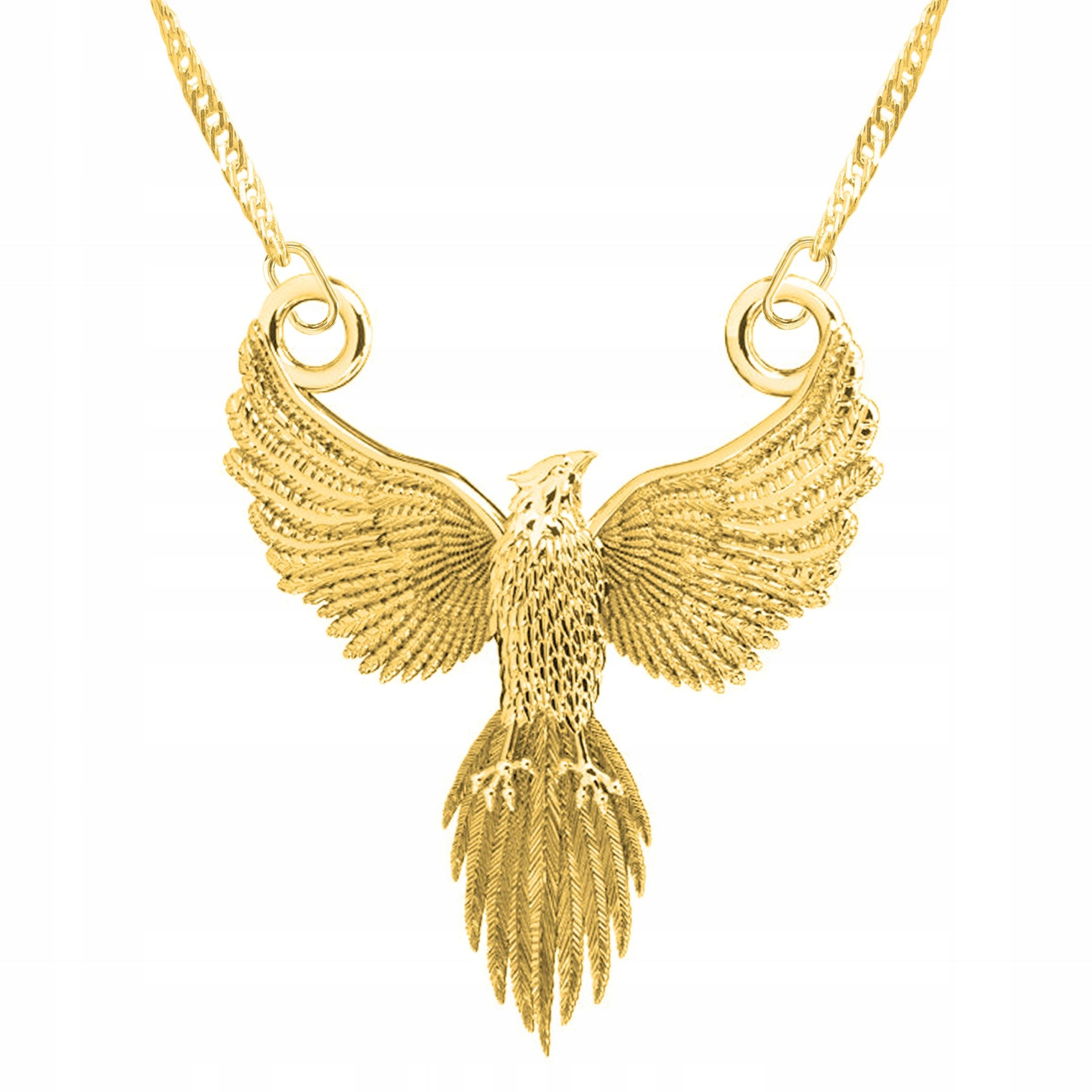 Zlatý náhrdelník s Fénixem Pták Bird Legendární Fénix Fenix Stříbro 925