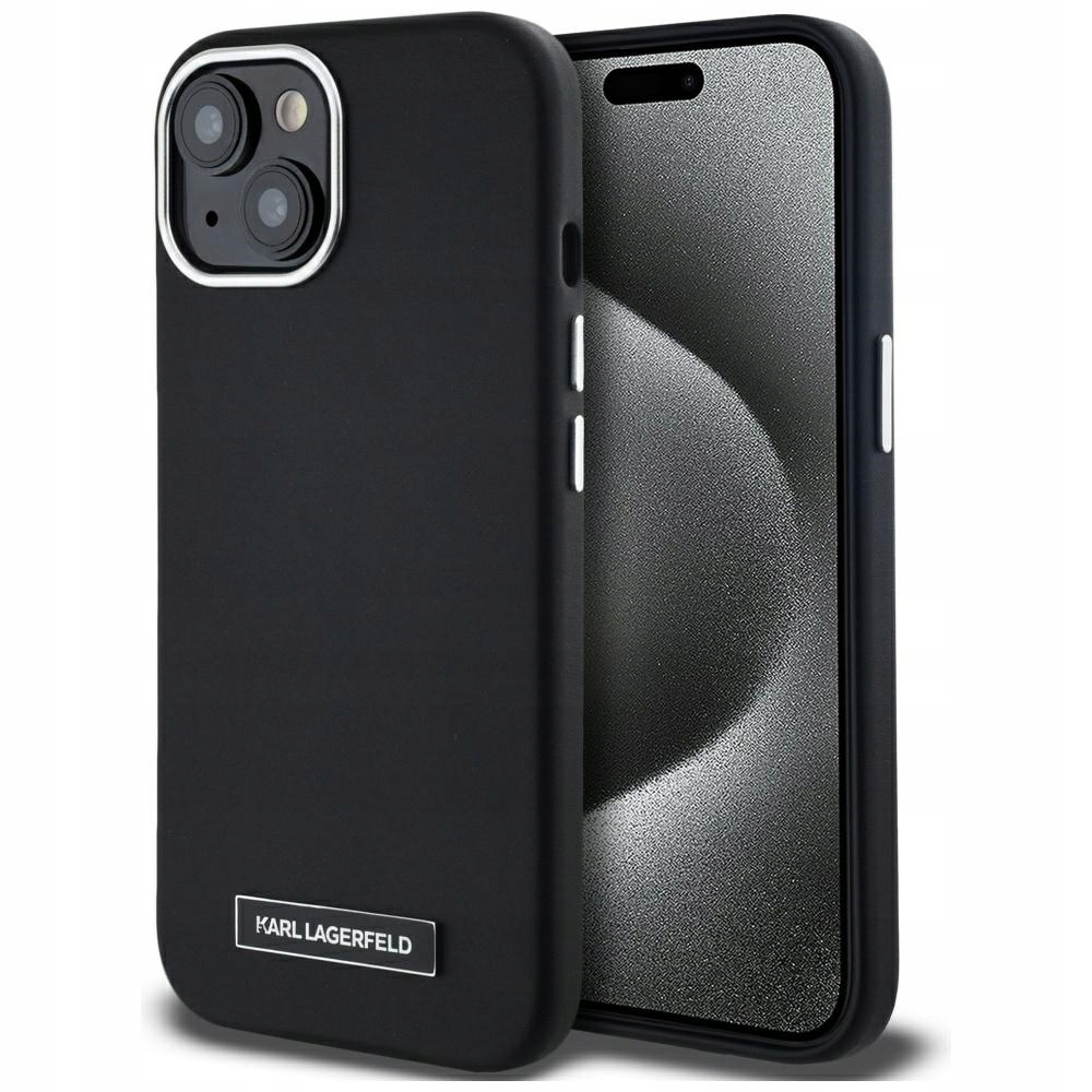 Pouzdro Karl Lagerfeld Fw Metal Plate MagSafe pro iPhone 15, černé