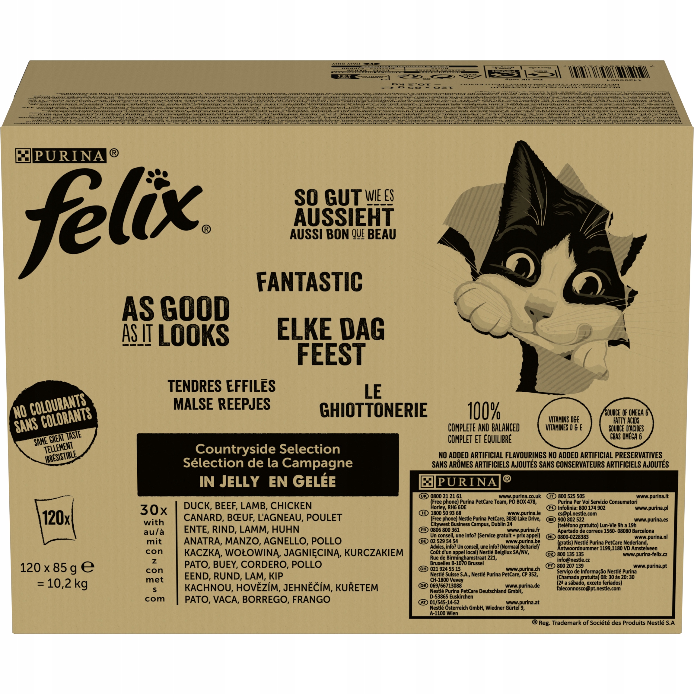Levně Felix Fantastic 120x85g MIX Chutí Masových V Želé Krmivo pro kočky