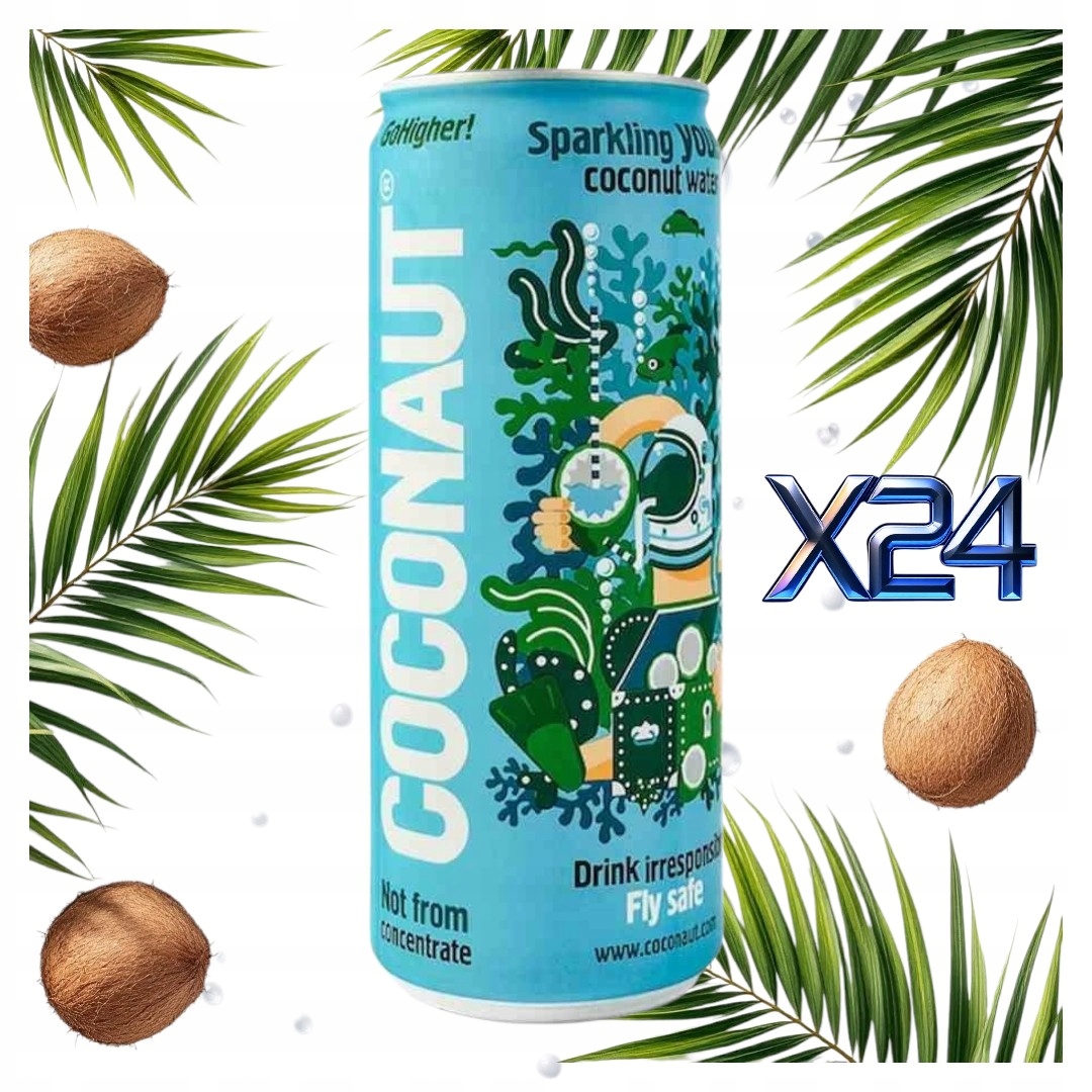 Levně Kokosová voda 100% sycená Coconaut 320 ml Sada 24 Kusů Levněji
