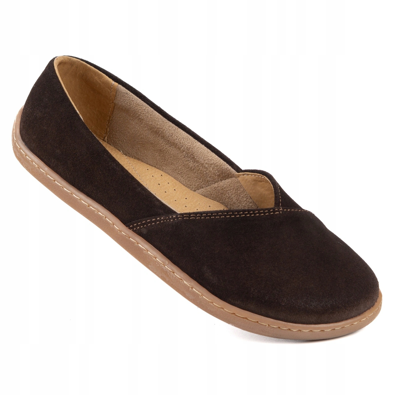 Dámské barefoot baleríny Ease lehké kožené hnědé velurové 42