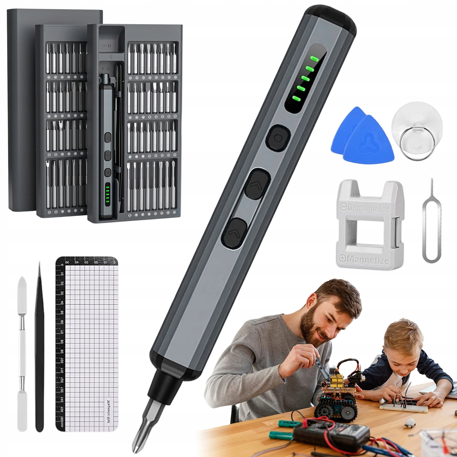 Elektrický Magnetický Šroubovák 64 Bitů Led Pro Přesné Opravy