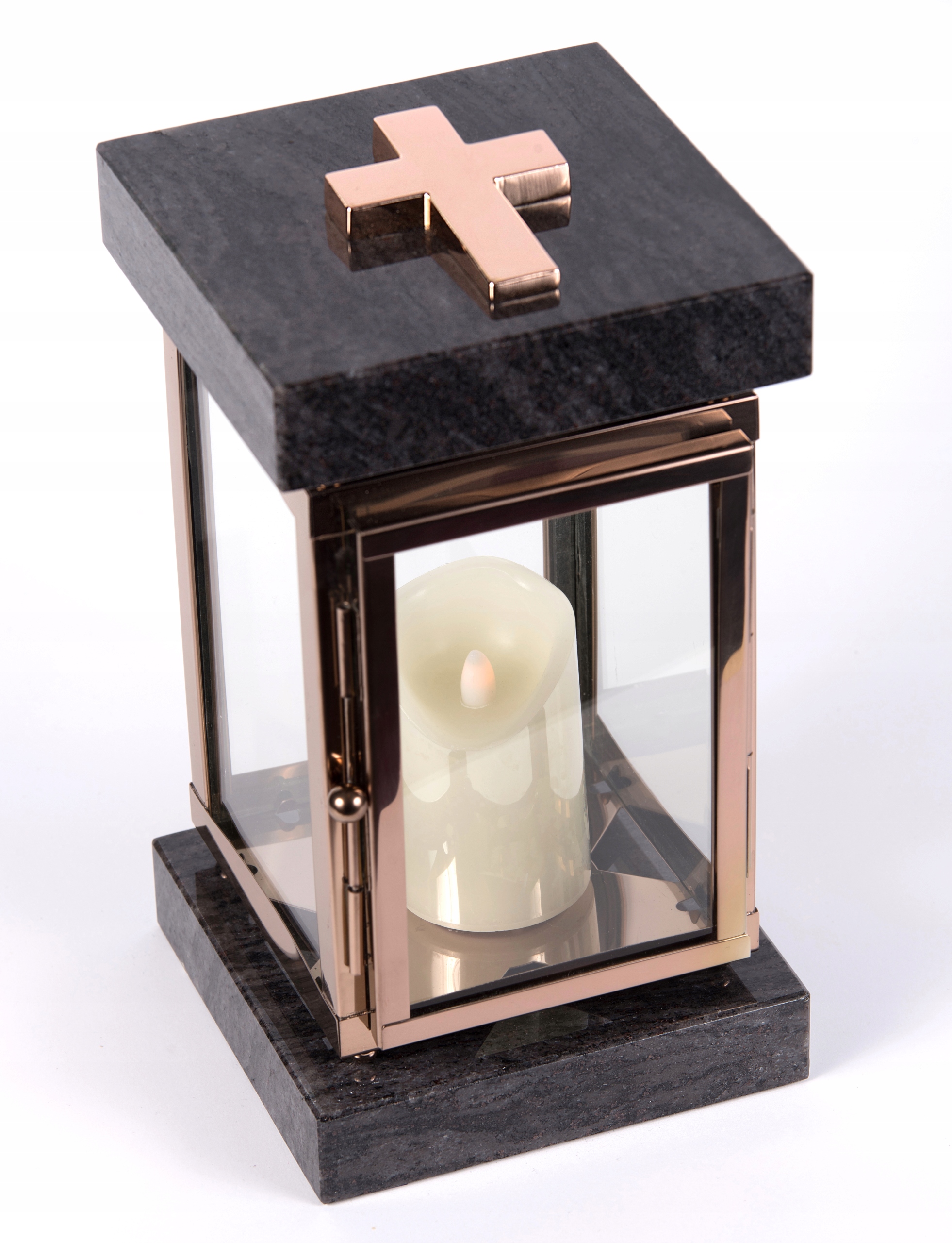 Elegantní Hřbitovní Svíčka zapalovač na pomník Lampion na hrob ocel+žula