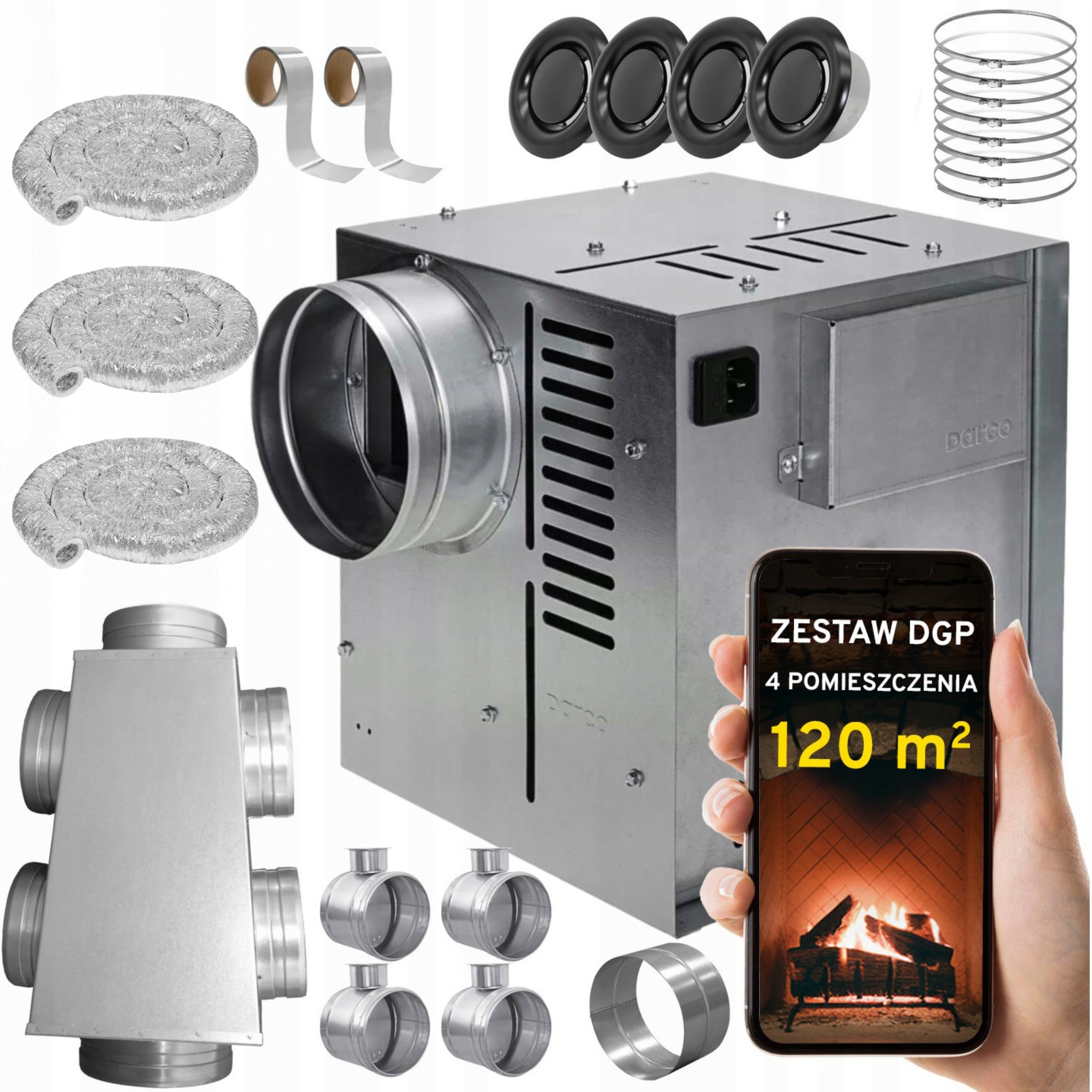 Komínová Turbína Ventilátor Komínový Set Dgp 4 miestnosti 120 m2
