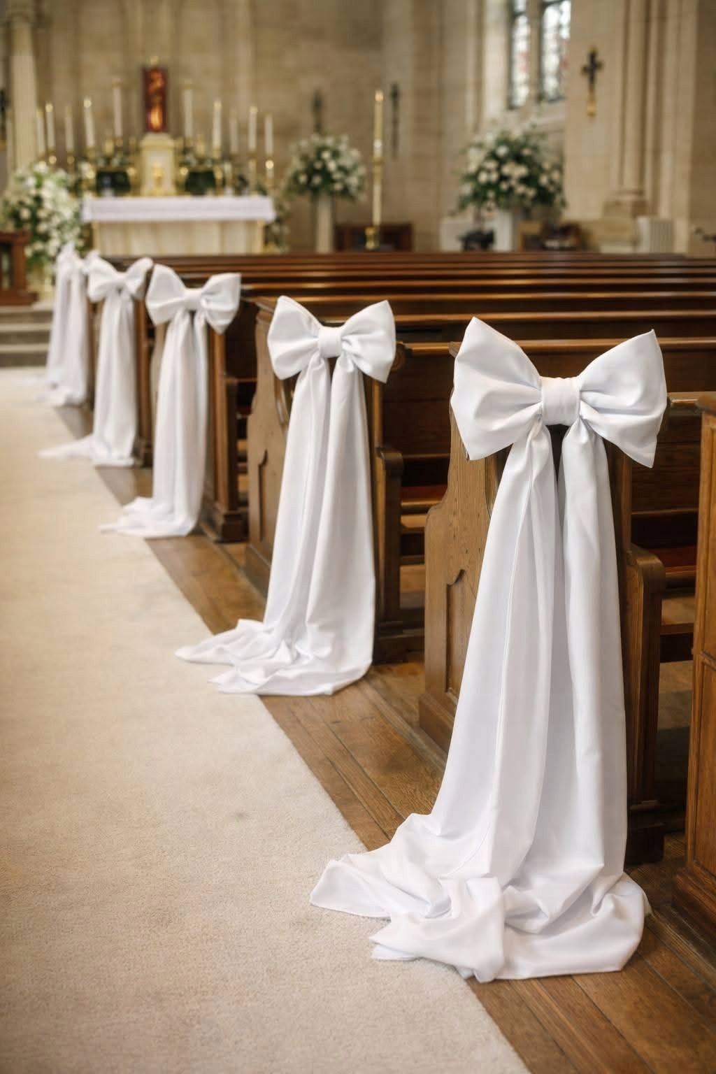 Mašle pro zdobení kostela na svatba svatební hostina přijímání k lavicím židle 12 Ks