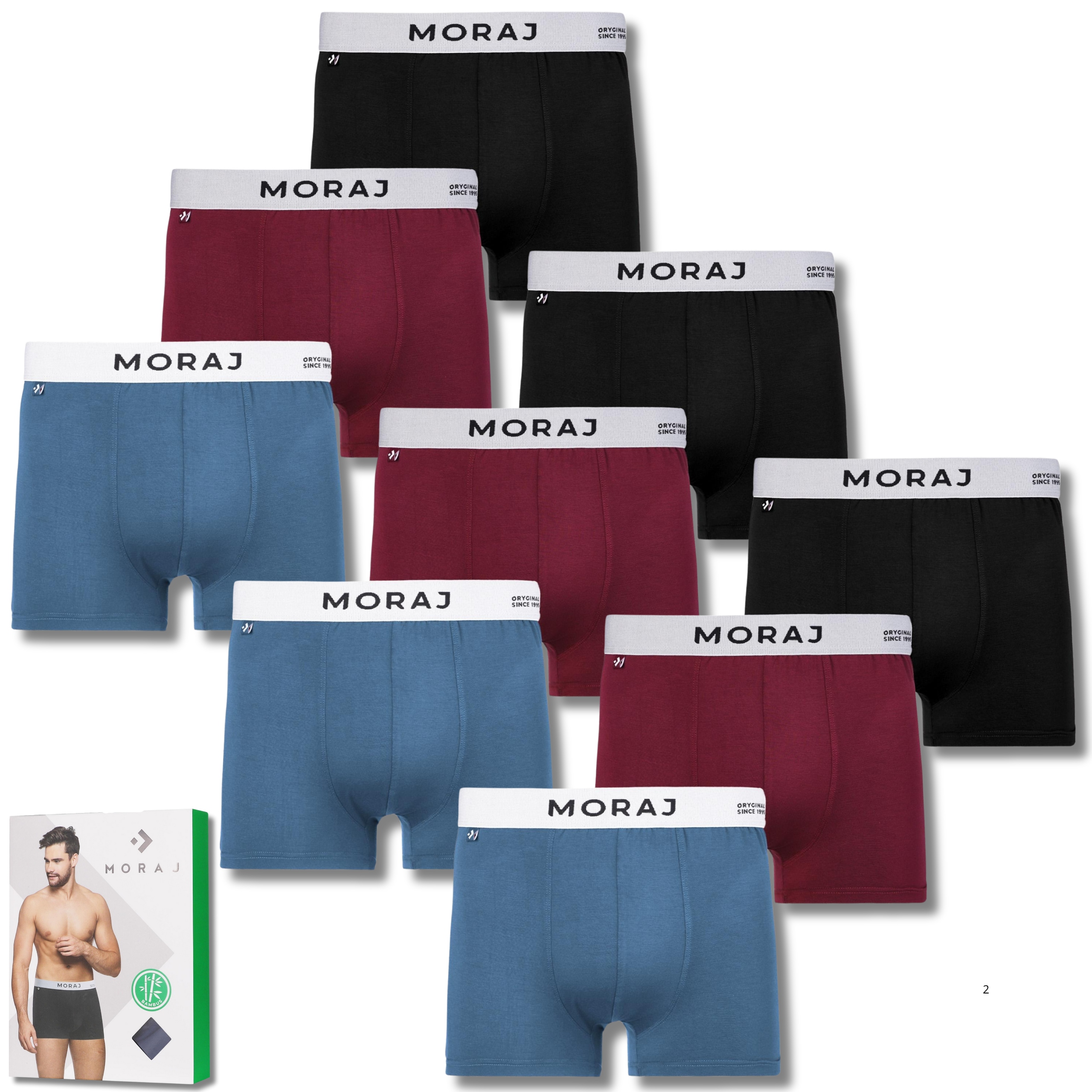 Pánské bambusové boxerky Přiléhavé Slipy pro muže 9-PAK Moraj L