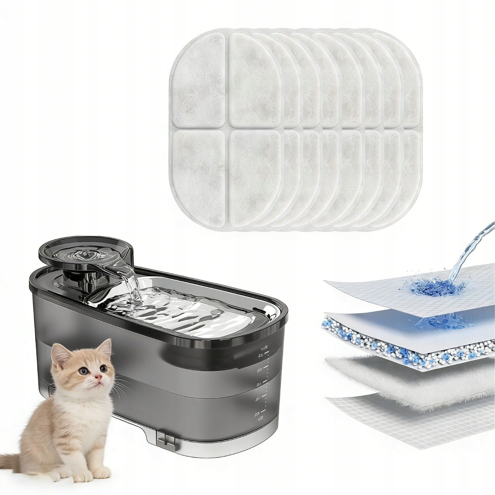 Uhlíkový Filtr Pro Misku Na Pití Fontánu Pro Kočky Psy Voda 8KS