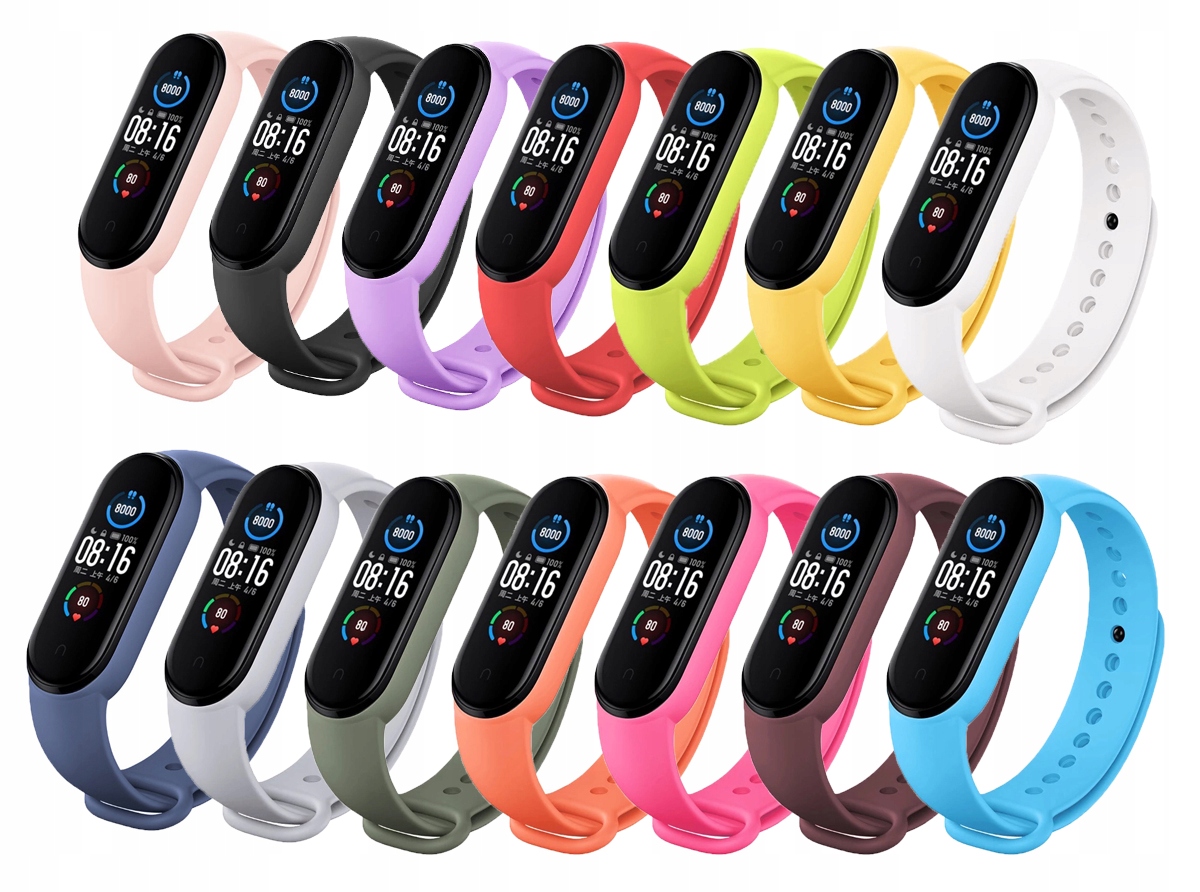 ZESTAW 14 SZT. PASKÓW OPASEK DO XIAOMI MI BAND 5/6 - RÓŻNE KOLORY