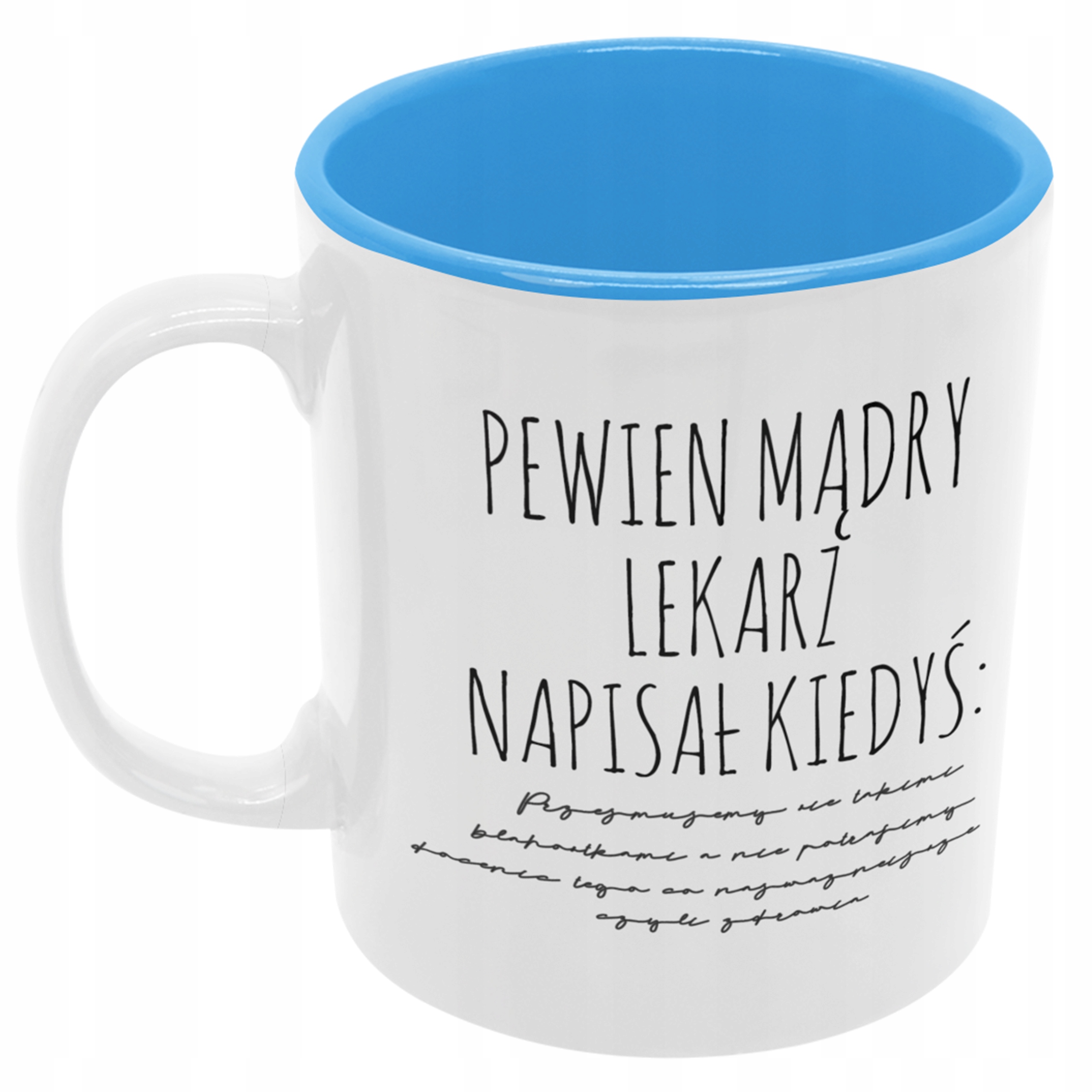 

Śmieszny kubek Lekarz niebieski środek