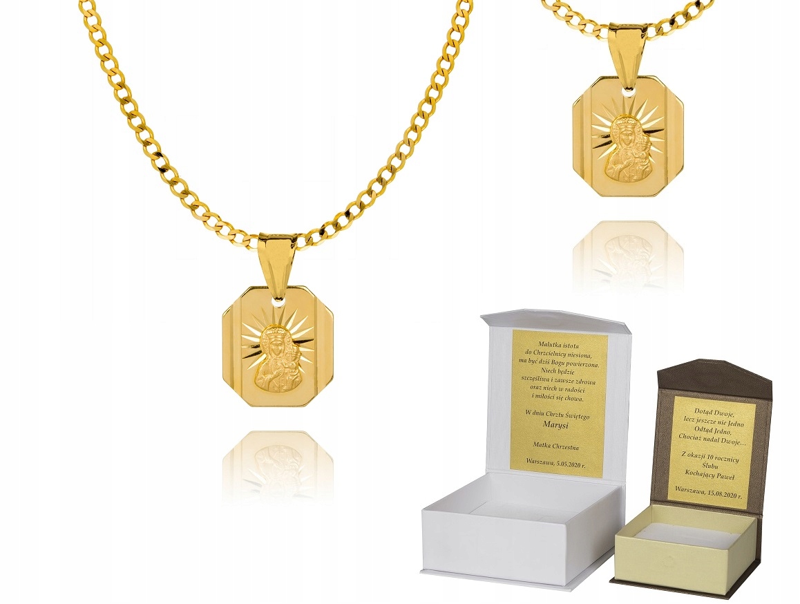 Zlatý řetízek stříbro pozlacený medailon 50 cm Dedikace P4M28