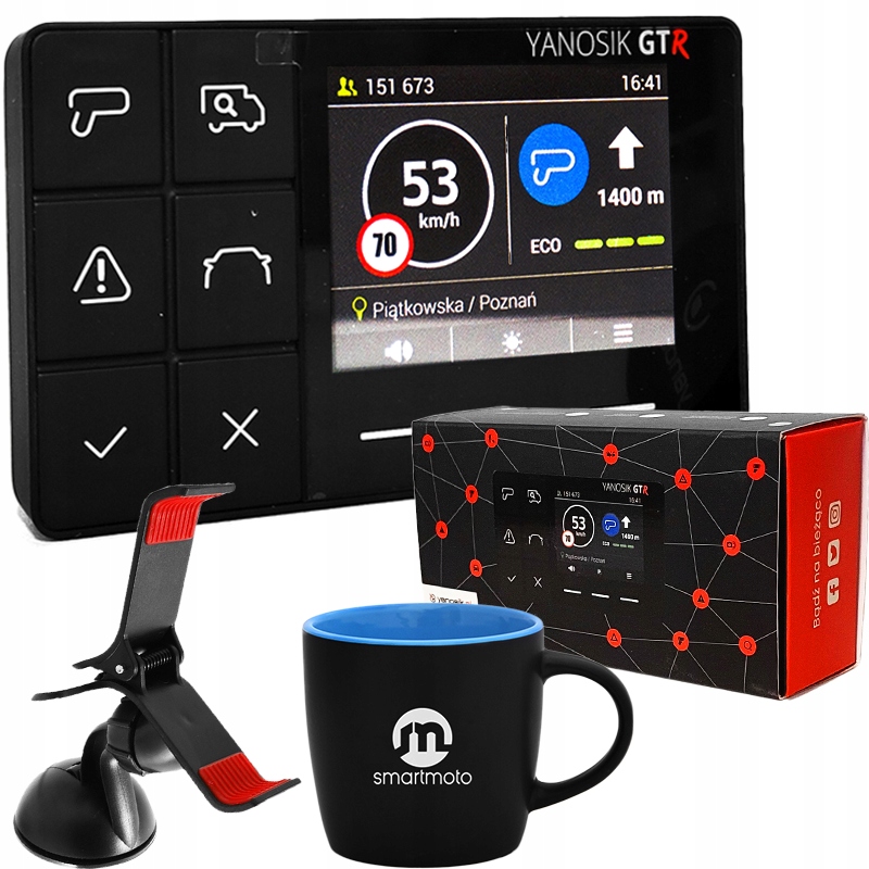 YANOSIK GTR FOTORADARY ZAGROŻENIA NA DRODZE + e-TOLL + UCHWYT + ABONAMENT