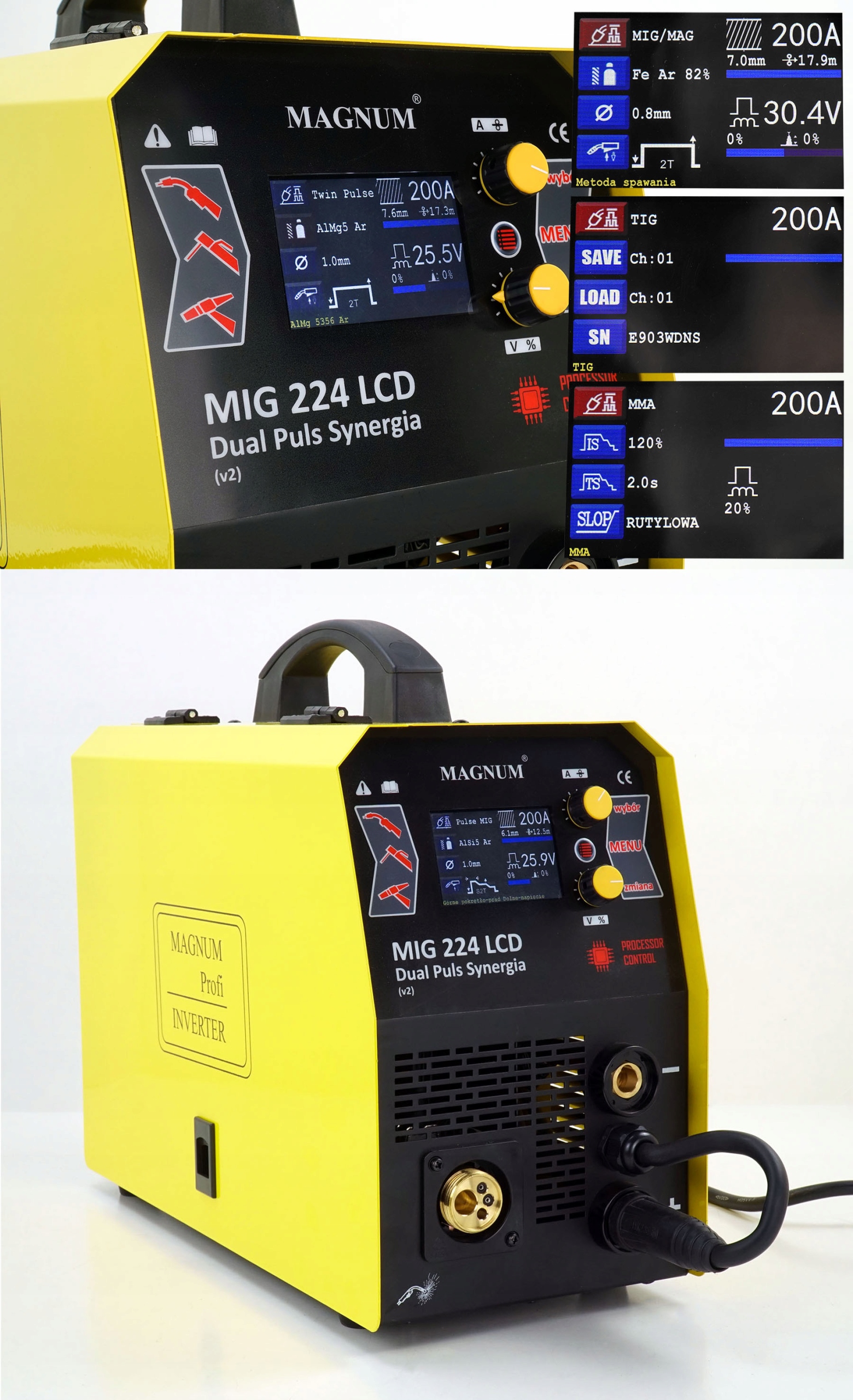 Spawarka MIGOMAT Magnum MIG 200A Synergia Puls Średnica drutu 1.2 mm