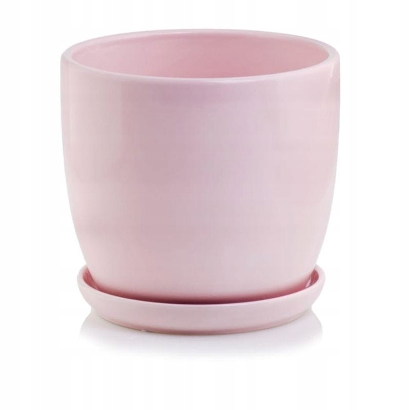 

Różowa doniczka ceramiczna z podstawką 15 cm