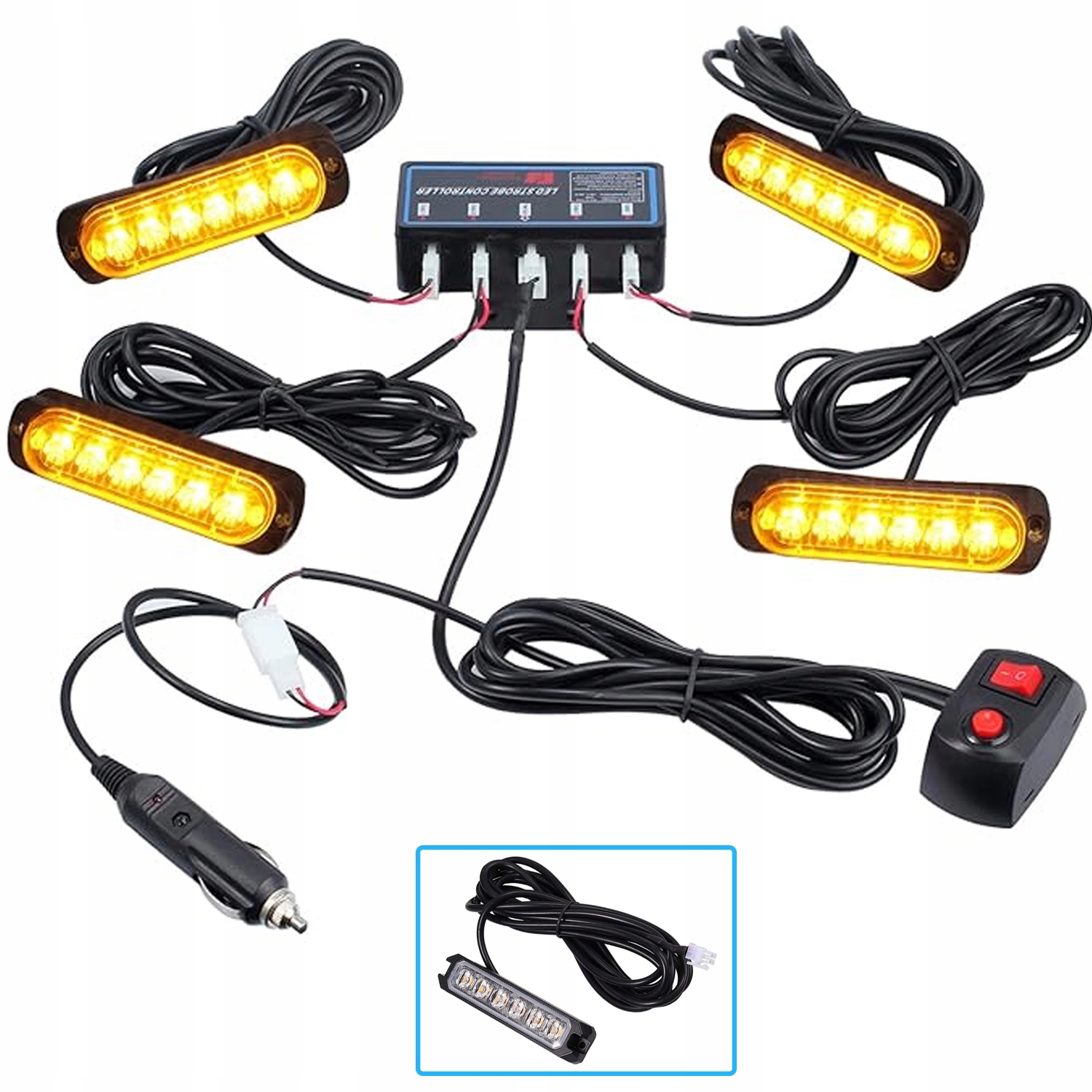 Led Diodové Kohouty Stroboskopy Výstražné Lampy Hoalte 12V 24V Strobo Sada