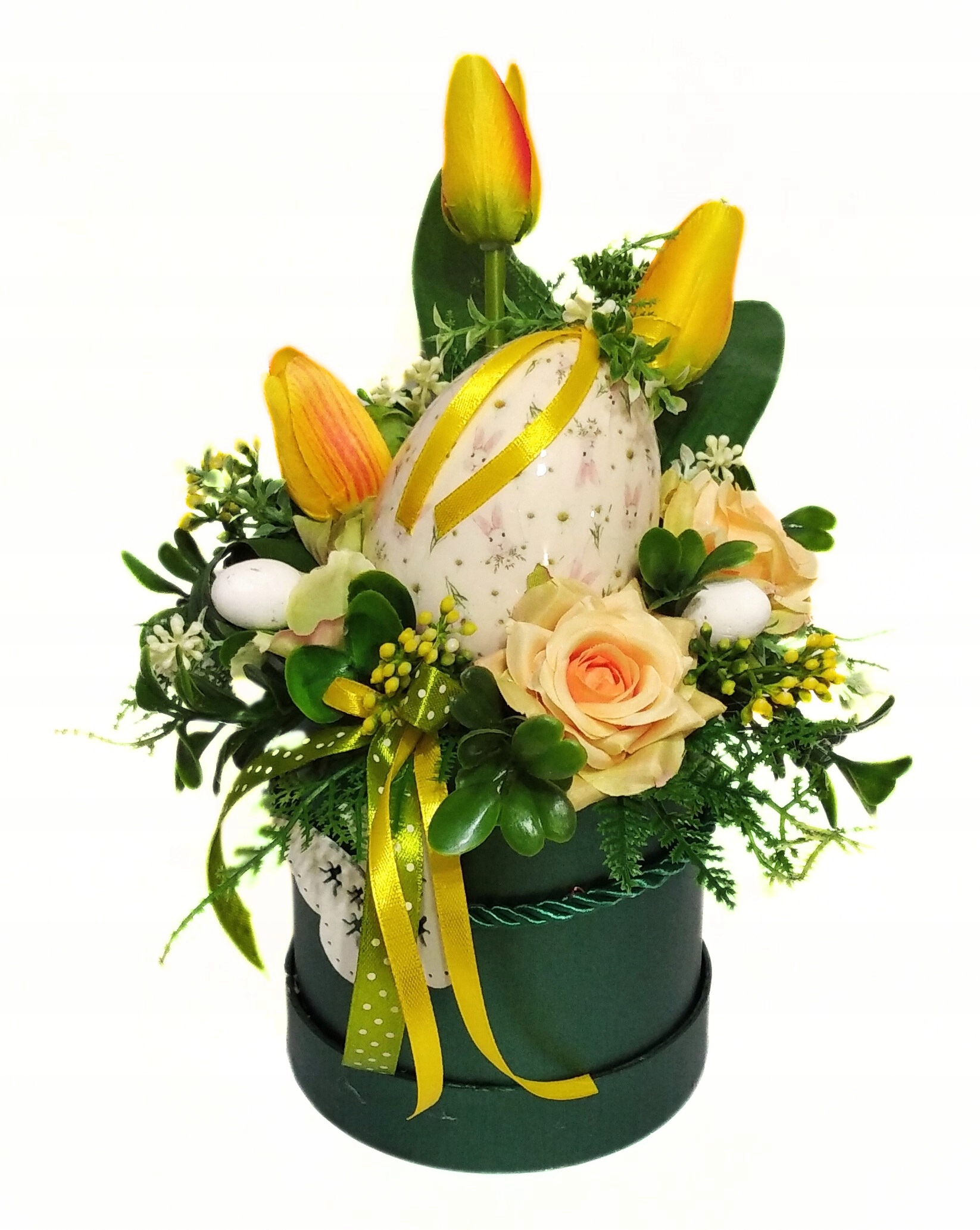 STROIK WIELKANOCNY KOMPOZYCJA WIOSENNA NA STÓŁ JAJKO TULIPANY