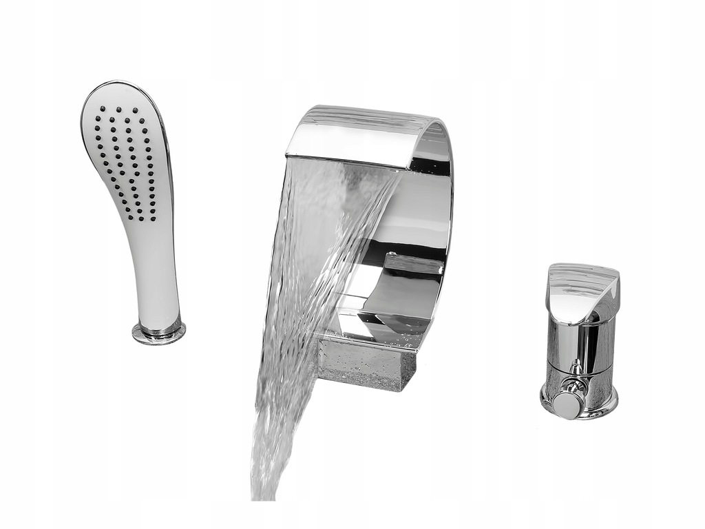 Vanová Baterie 3-OTVOROVÁ, Stojící Vodopád S Vodopádovým Výtokem