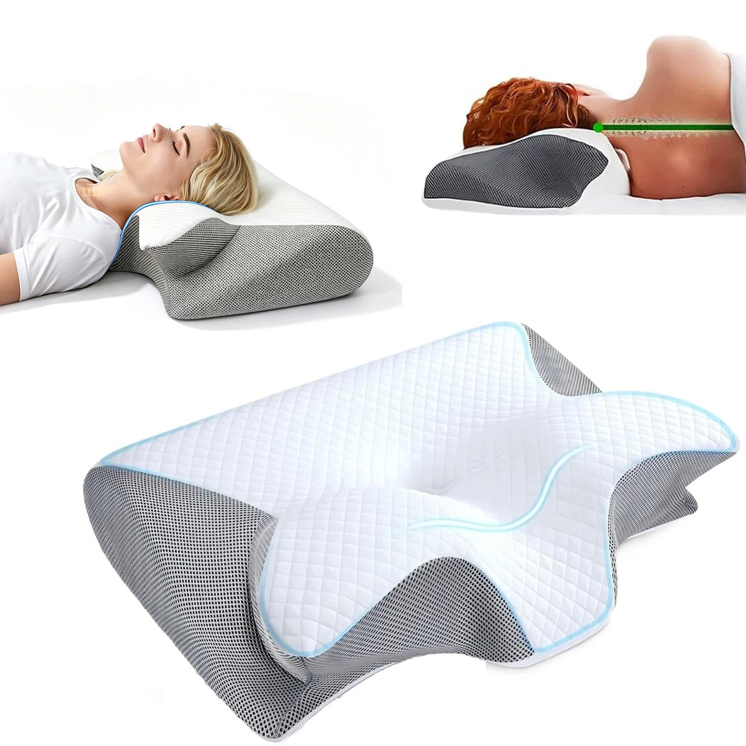 Poduszka Memory Foam Ergonomiczna Motyl Zdejmowana Poszewka Ortopedyczna