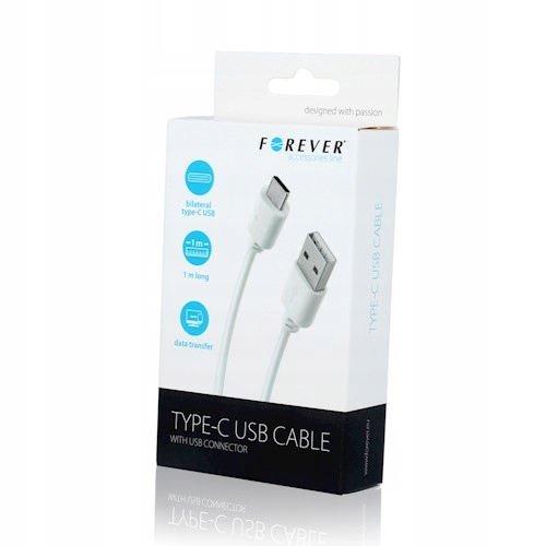 

Kabel Forever Usb typ-C biały 1m 2A