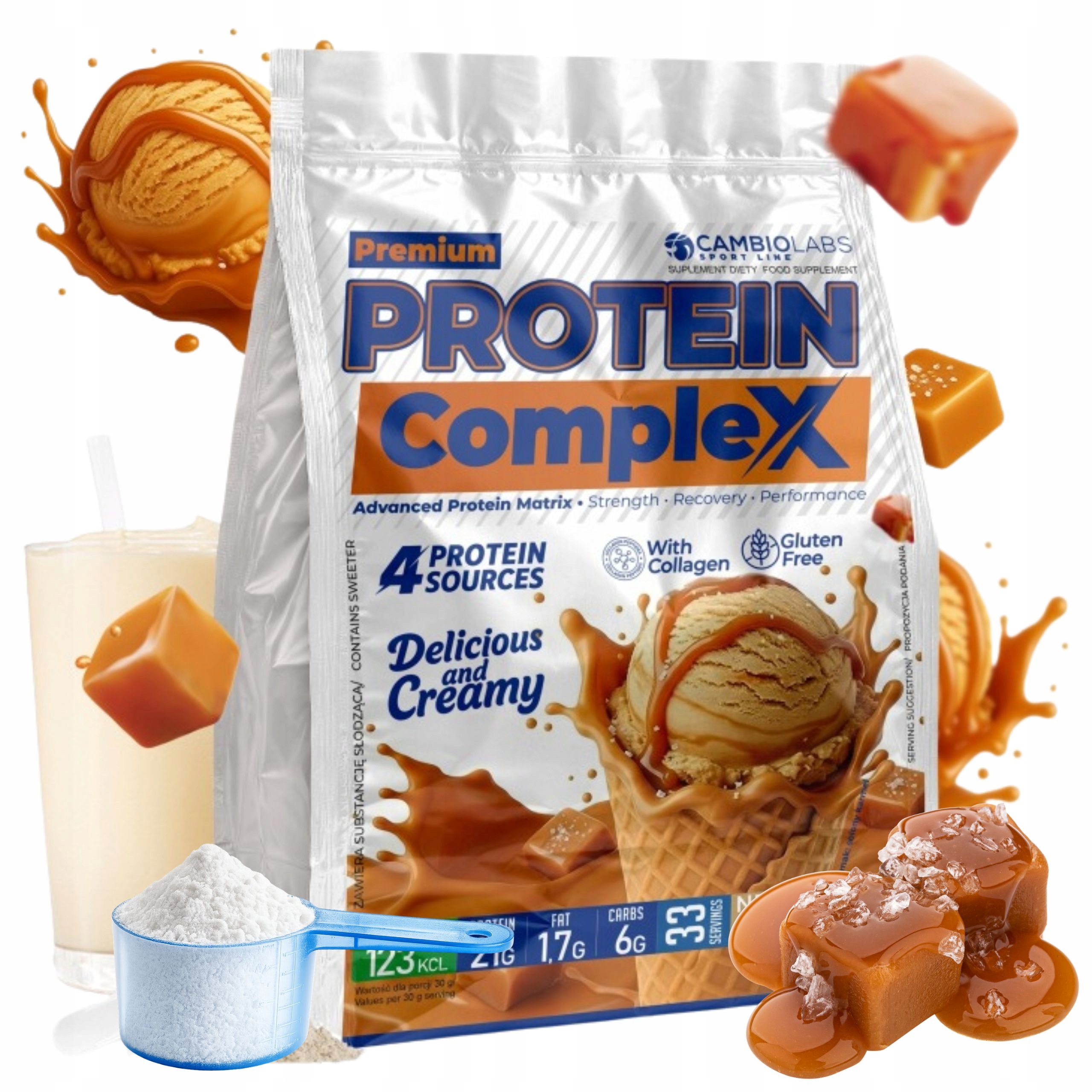 Protein Protein s Kolaganem Albumin v prášku 1 kg Slaný Karamel