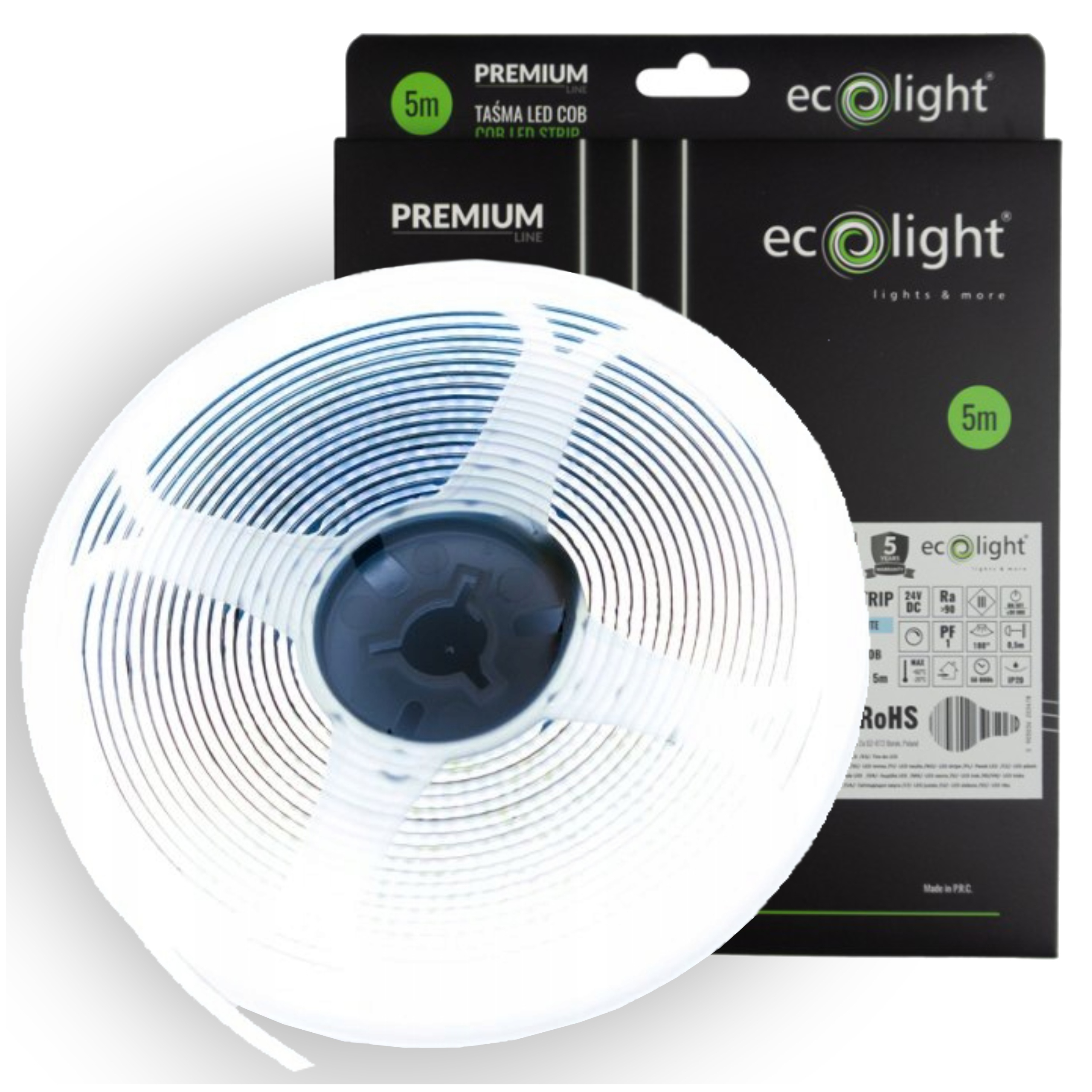 Led pásek Cob Jednotný Bezbodový 24V 1152LED/m Studený 14W/m 5M