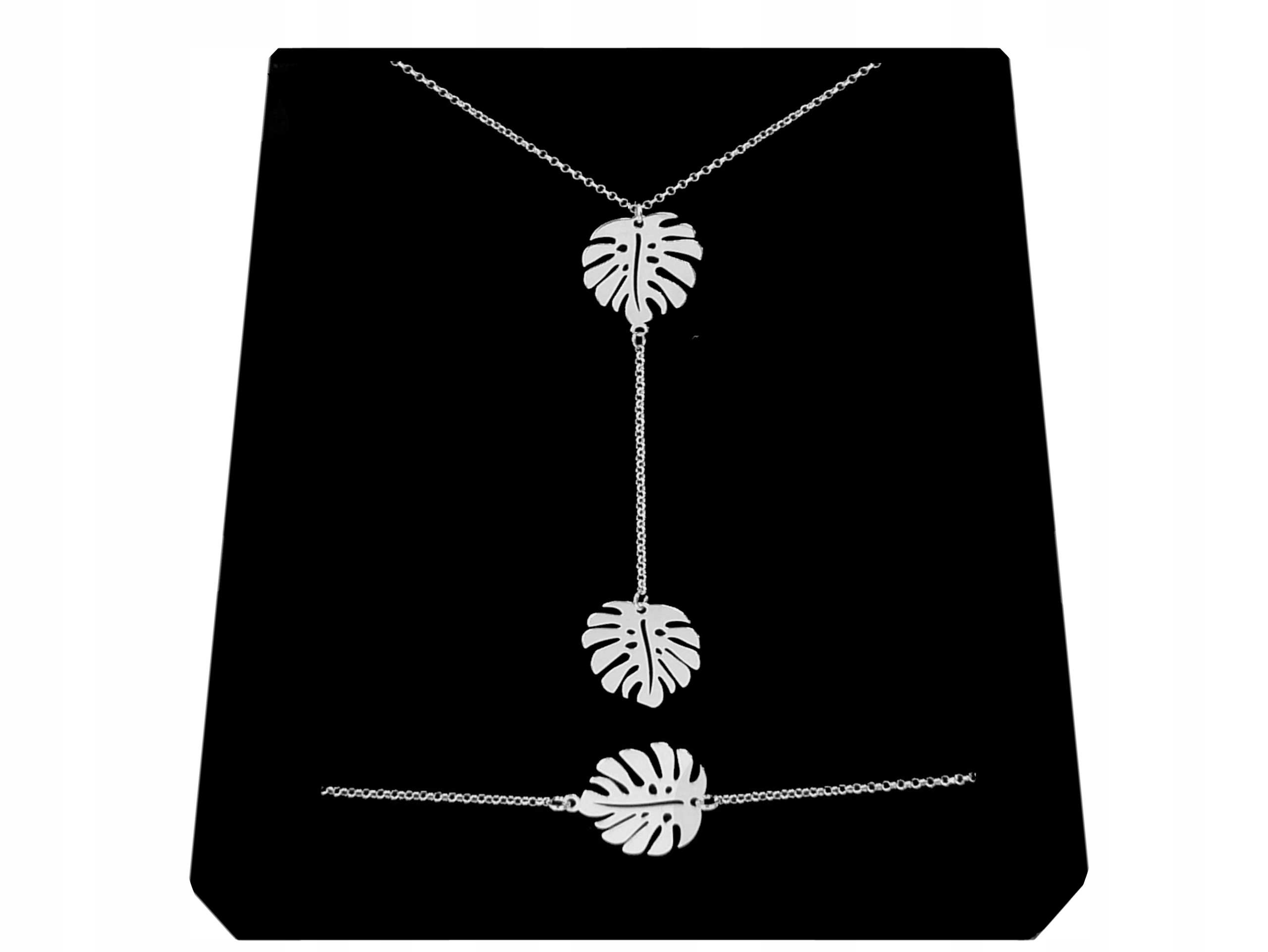 

Komplet Liść Monstery Monstera srebro 925