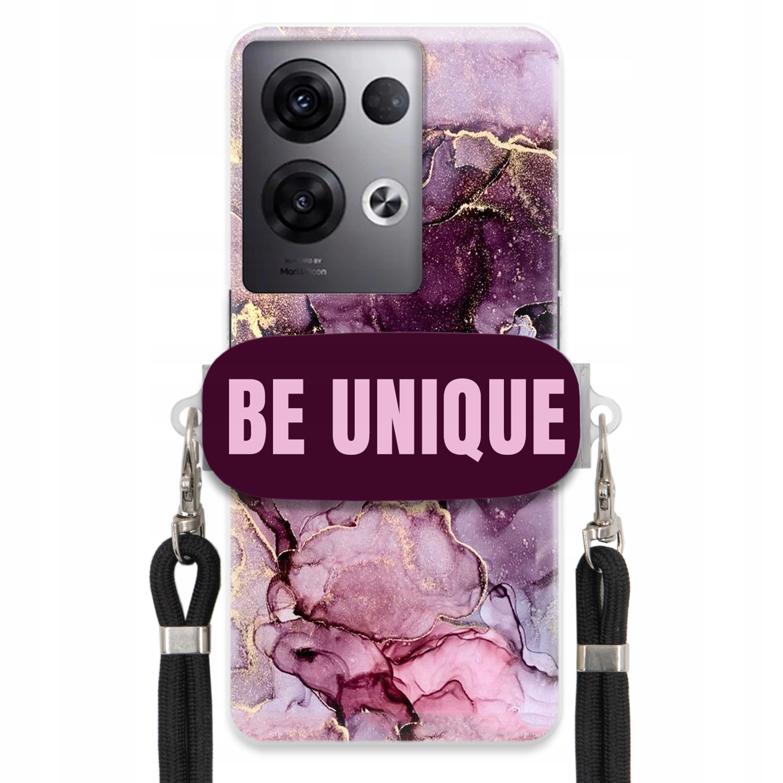 Puzdro pre Oppo Reno 8 Pro Plus 5G držiak na šnúrku Čierny fialový mramor