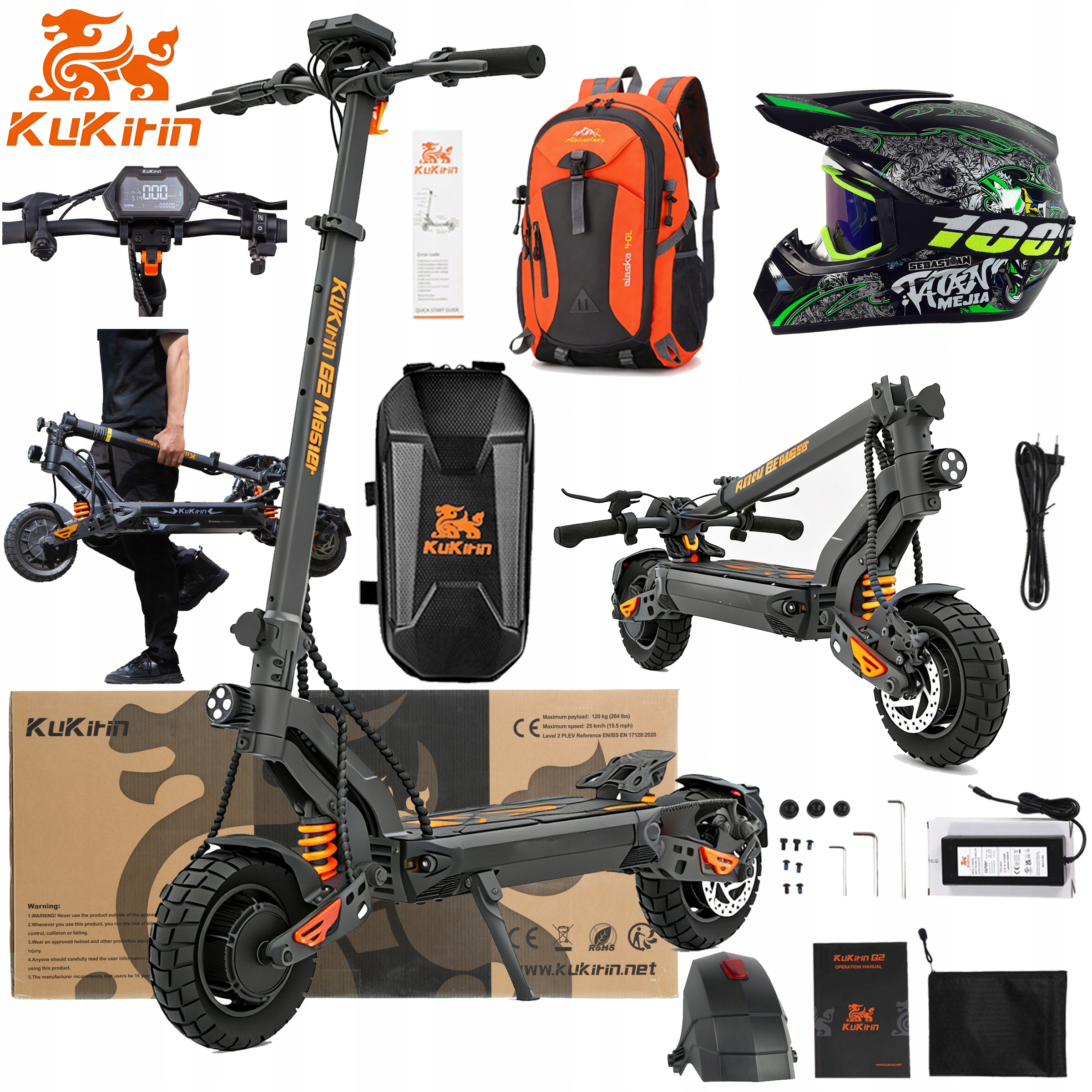 KuKirin G2 Master terenowy 2000W 52V 20,8AH 60KM/H 70KM 10" +3Prezentów Pl