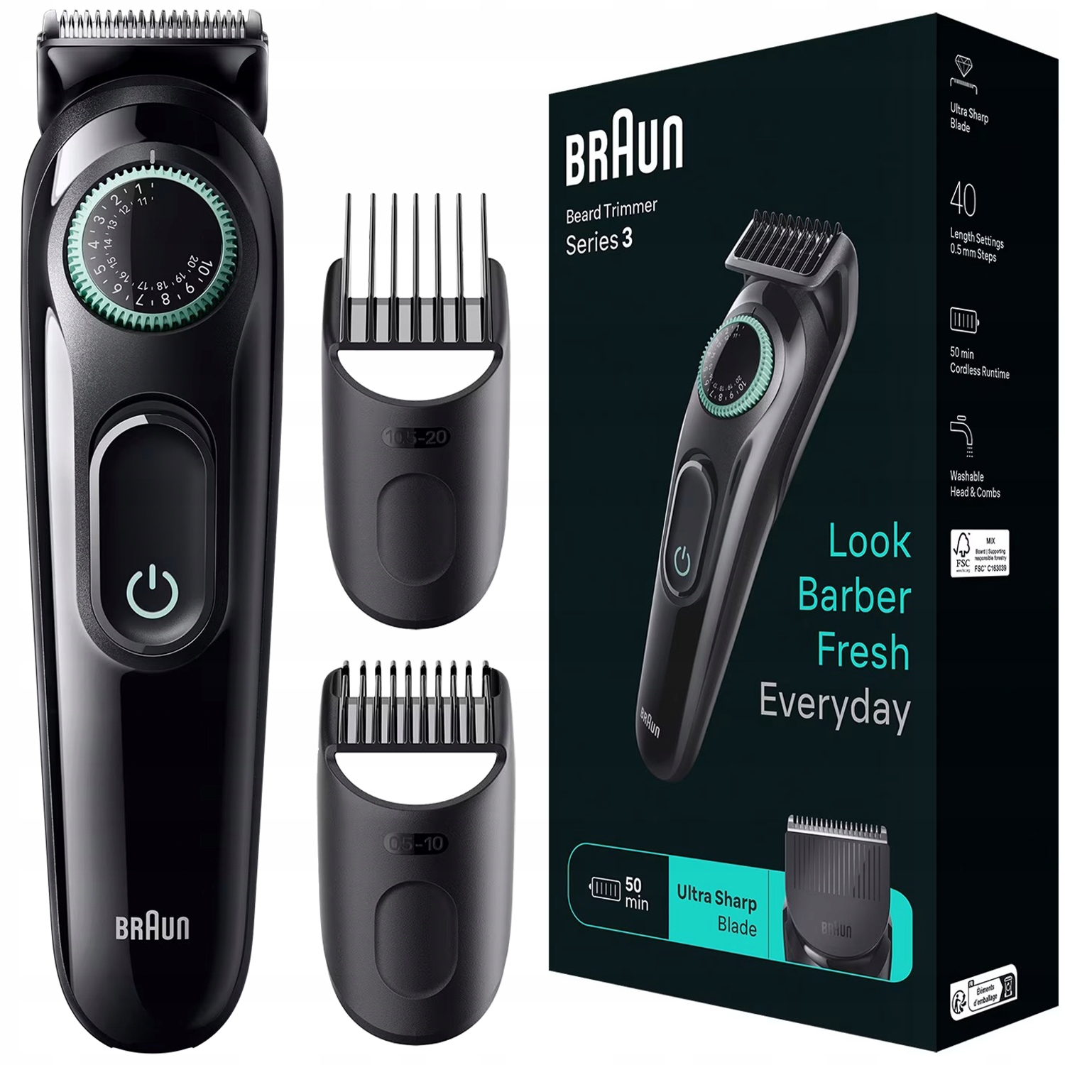 Trymer Do Brody Golarka Do Zarostu Włosów Braun Series 3 BT3411 40 Długości