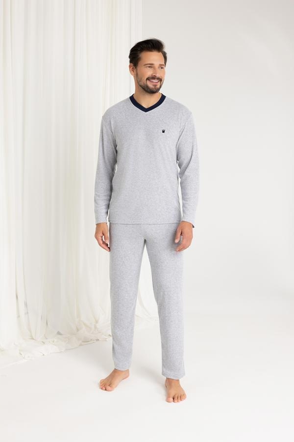 Teplé pánské pyžamo Regina 489 3XL šedé