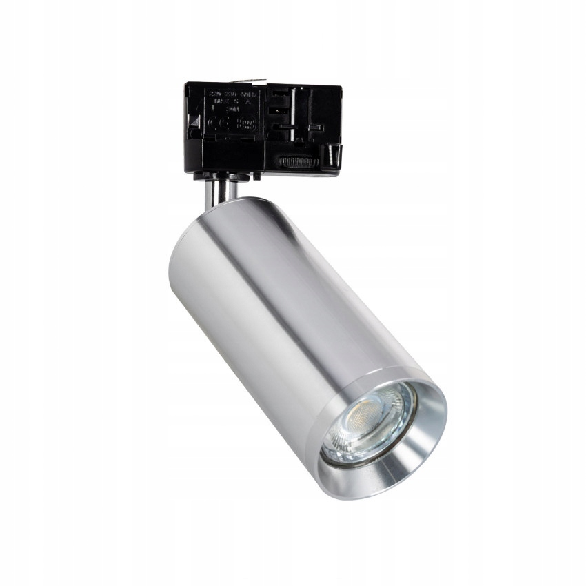 LAMPA NA SZYNĘ 3FAZY SREBRNA-WYMIENNA ŻARÓWKA GU10 Maksymalna moc pojedynczego źródła światła 10 W