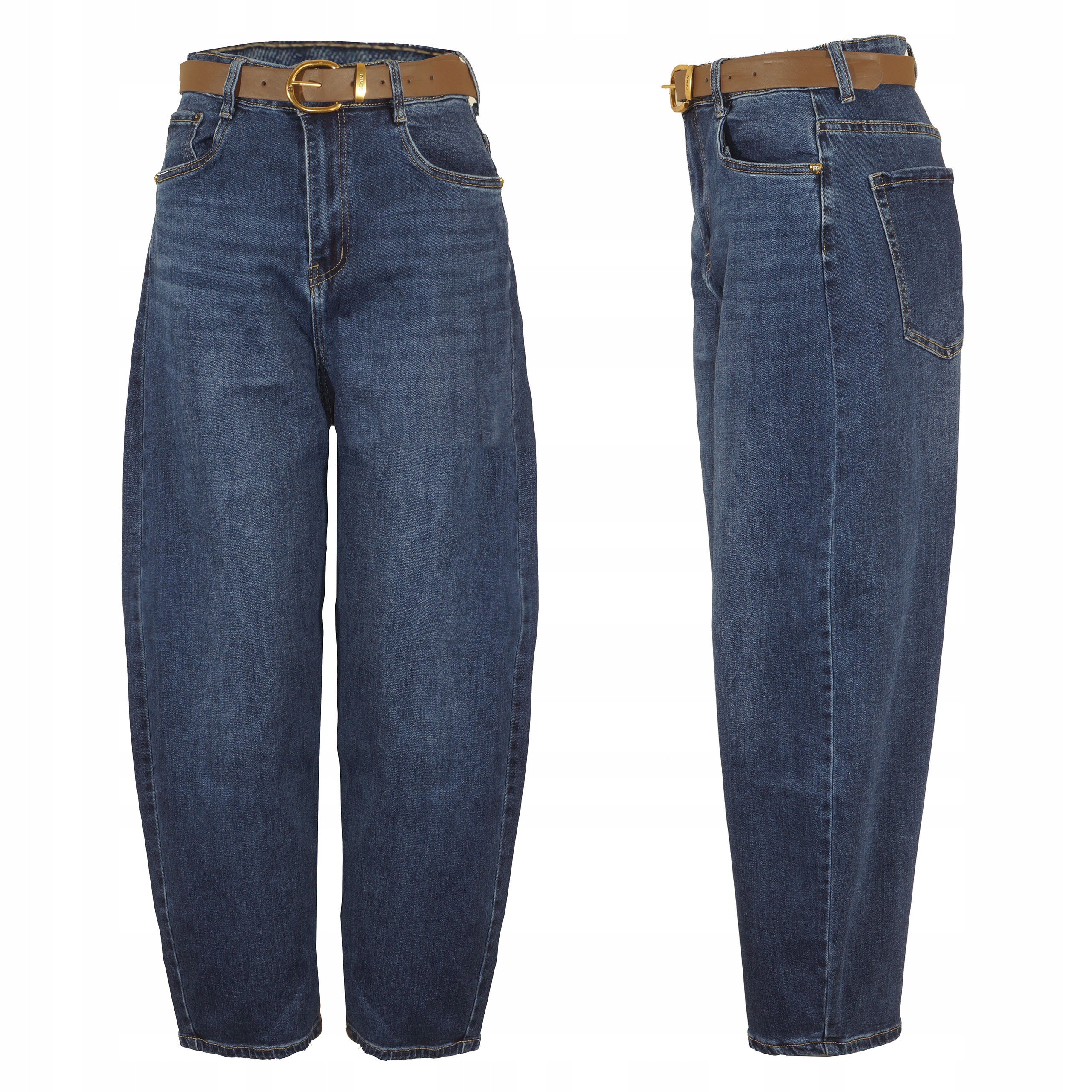 M.Sara Spodnie Damskie Jeansy Balloon Luźne Wysoki Stan 3XL 46