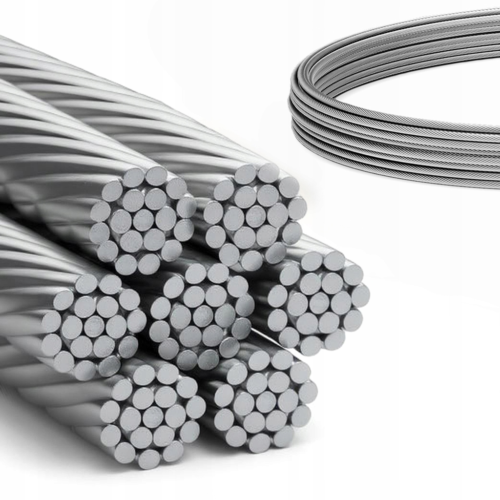 Lano z nerezové oceli měkké 8 mm 40 m 7x19 kyselinovzdorná, odolné