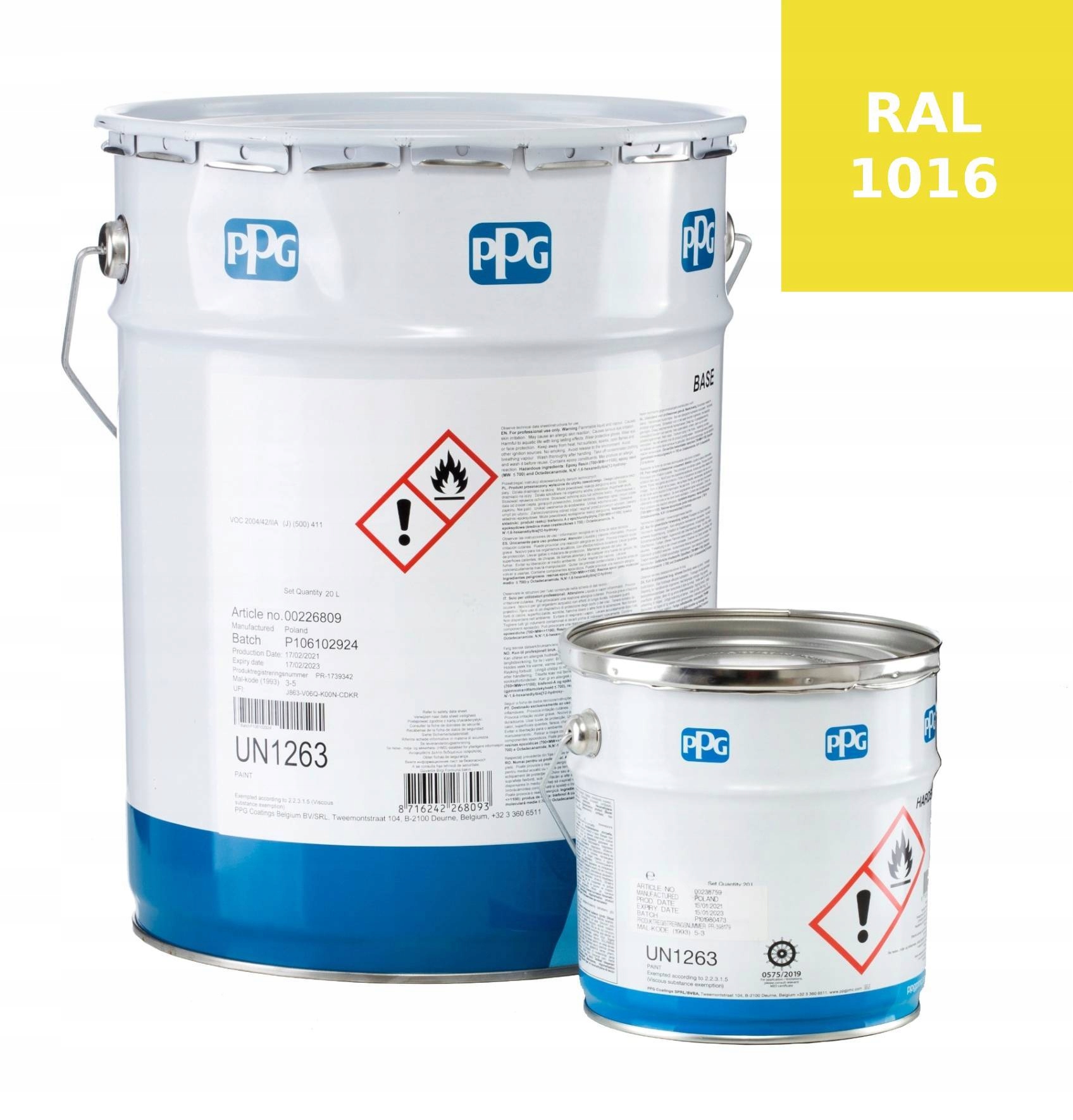 Farba Poliuretanowa Okrętowa Ppg Sigmafast 210 Hs Ral 1016 żółty 20 L