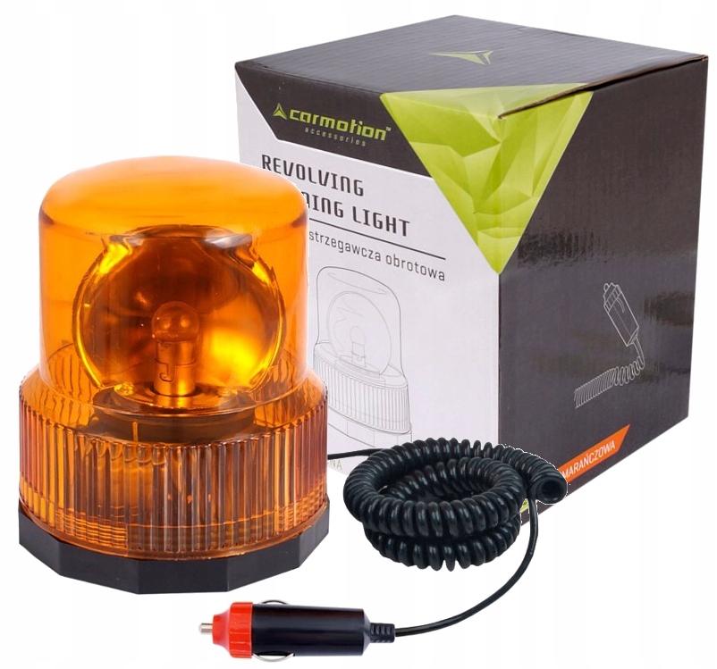 LAMPA BŁYSKOWA OSTRZEGAWCZA POMARAŃCZOWA KOGUT NA MAGNES 12V