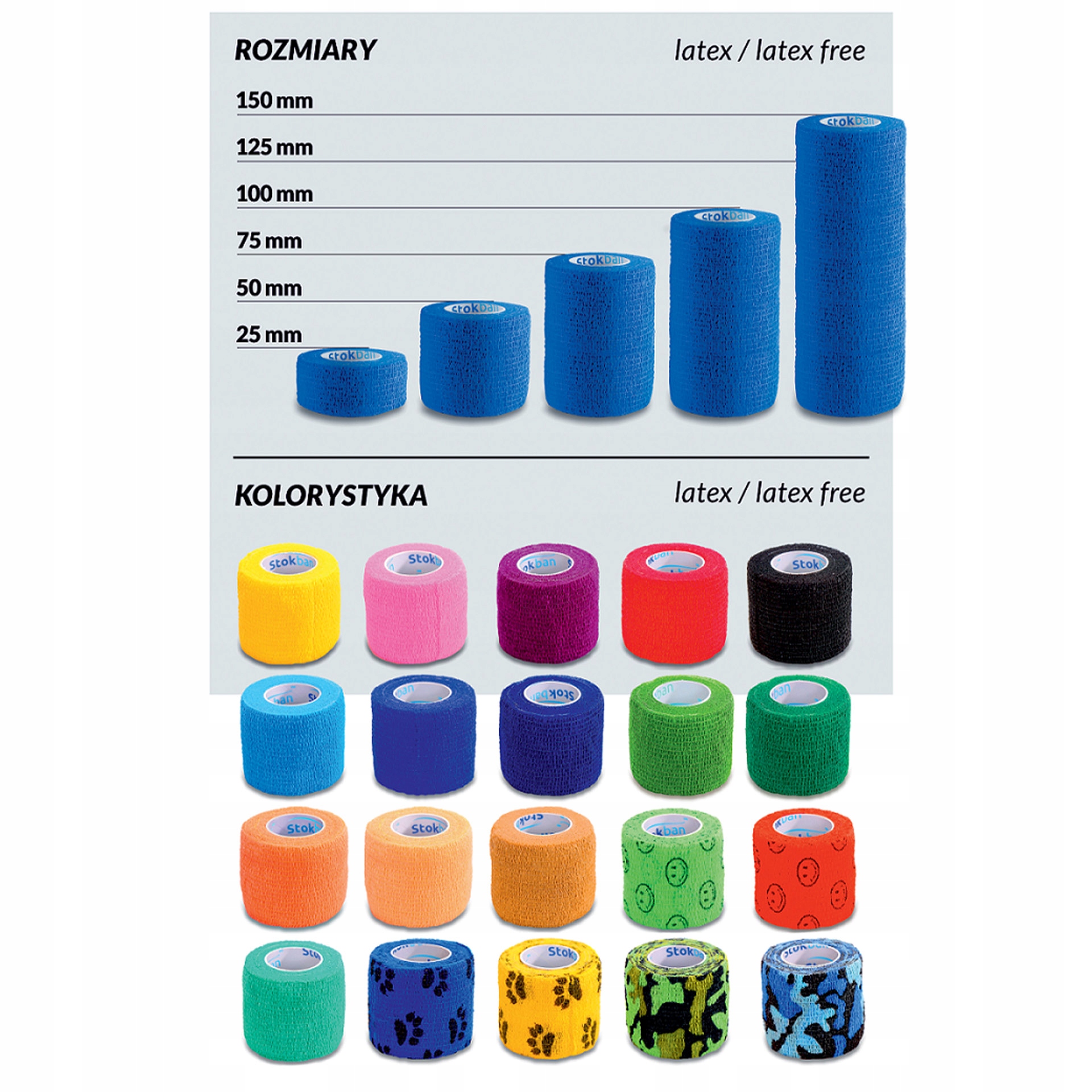 

Bandaż Kohezyjny (12 Sztuk, 15 CM, MIX Wzorów)