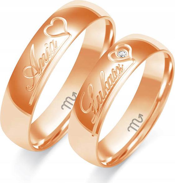 Růžové zlaté svatební snubní prsteny svatba 585, 32 33 34, módní svatební kolekce