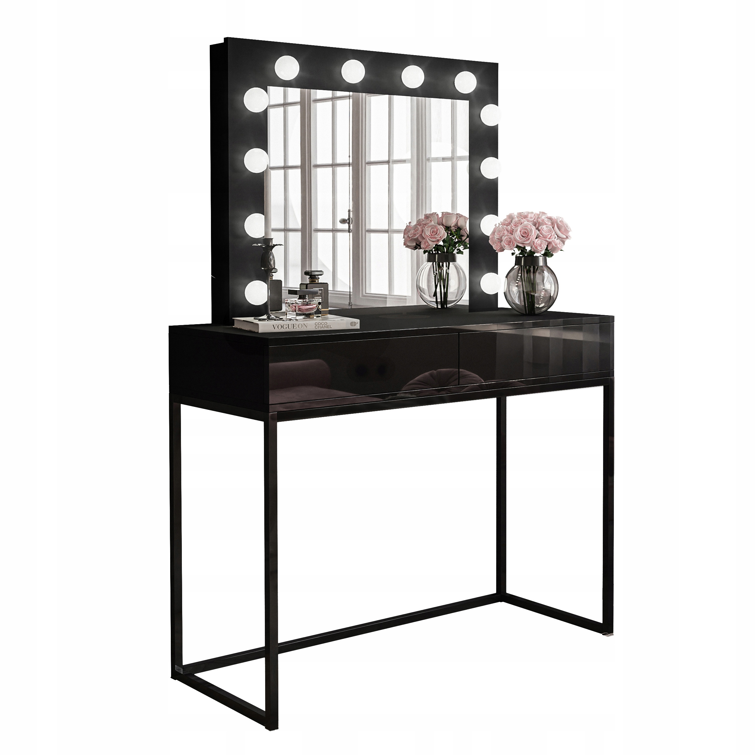 Toaletka BLANCO LOFT lustro czarna push