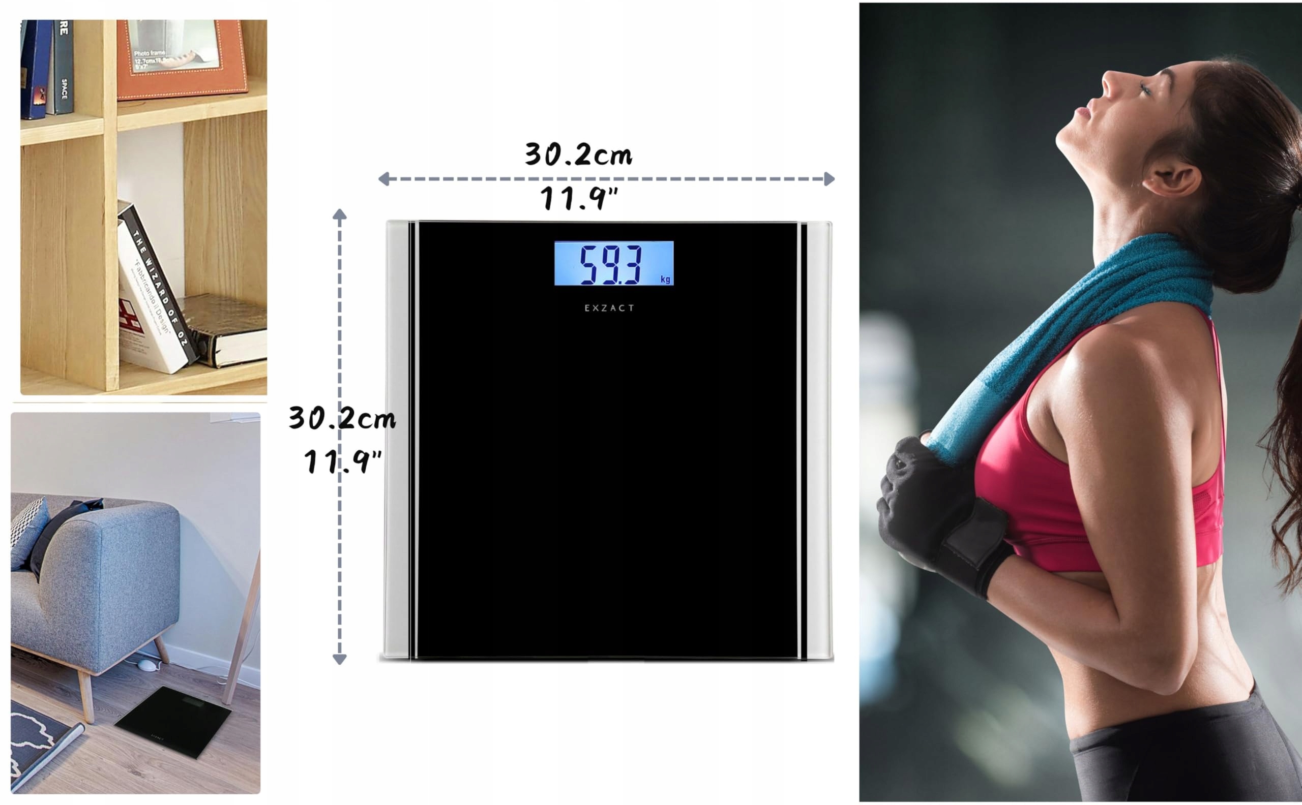 EXZACT Cyfrowa Waga Łazienkowa Elektroniczna 180kg LCD Biała — miniatura 8