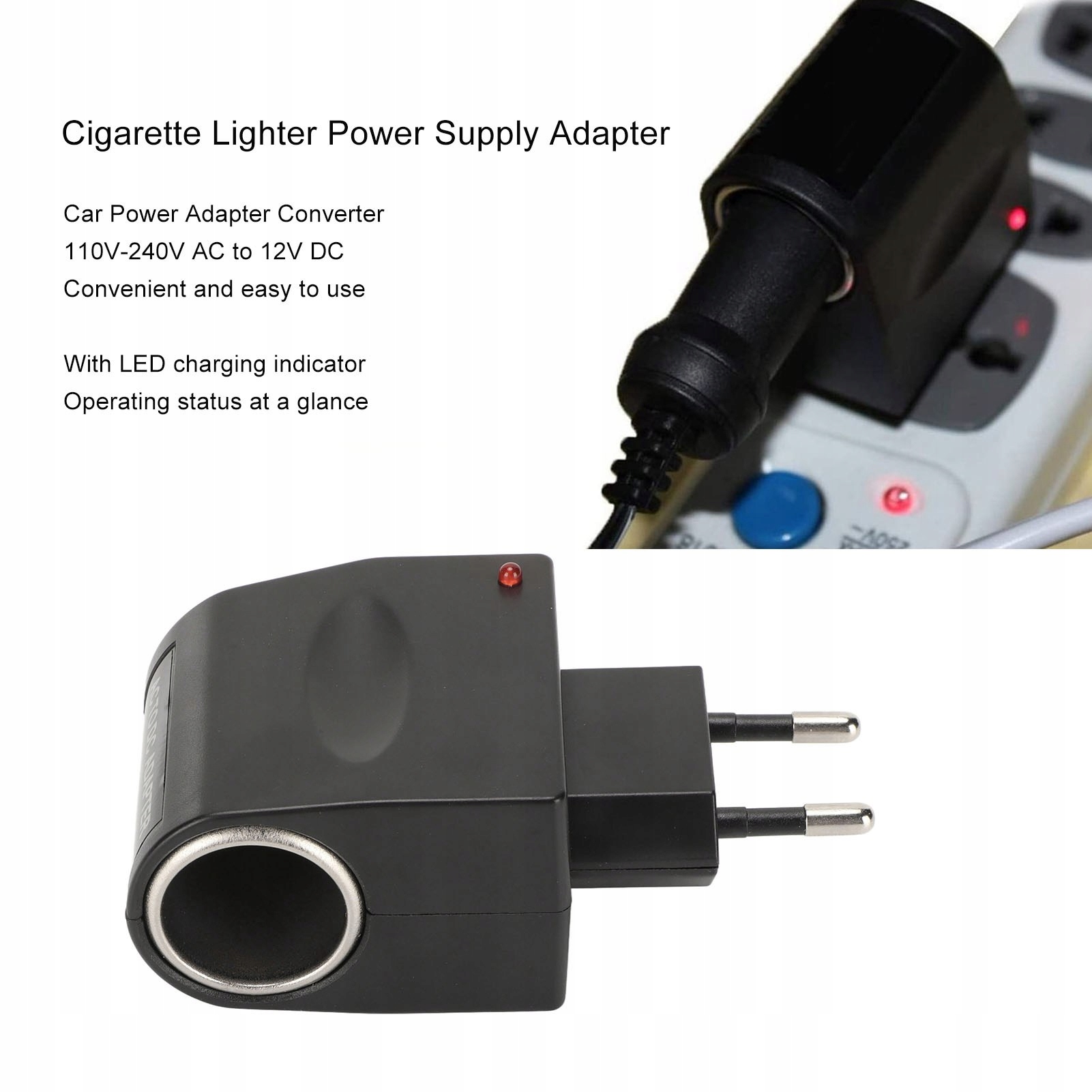 ADAPTER DO ZASILACZA 110V-240V AC NA 12V DC KONWERTER ZASILANIA SAMOCHODOWE Stan opakowania oryginalne