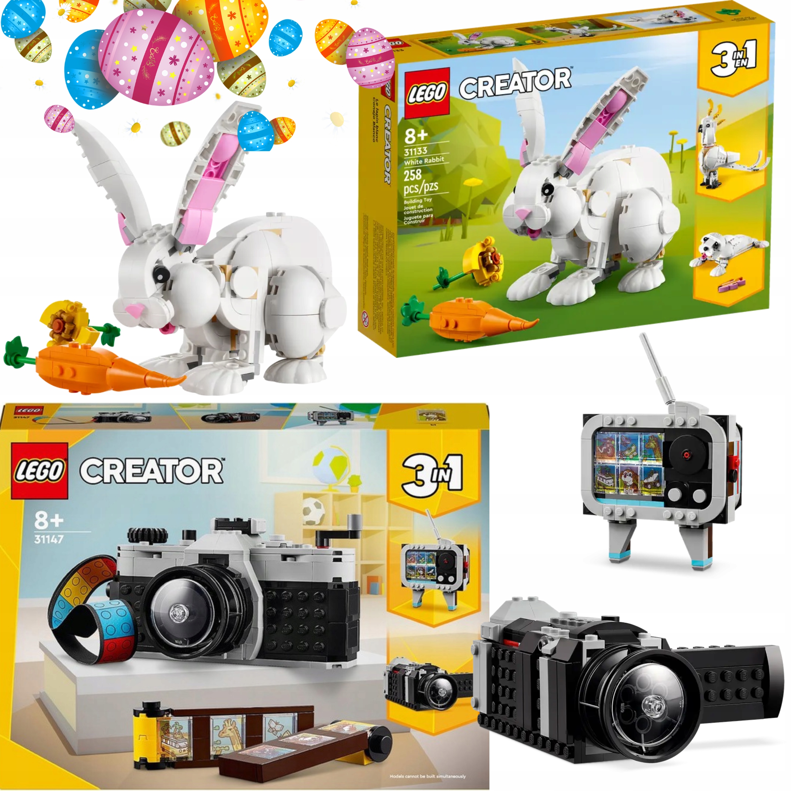 Lego Creator 3V1 31147 Fotoaparát Lego 31133 Bílý králík Velikonoce Dárek