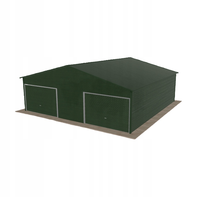 Plechová garáž 8x8 m dvoupolohová, dvoupolohová, zelená