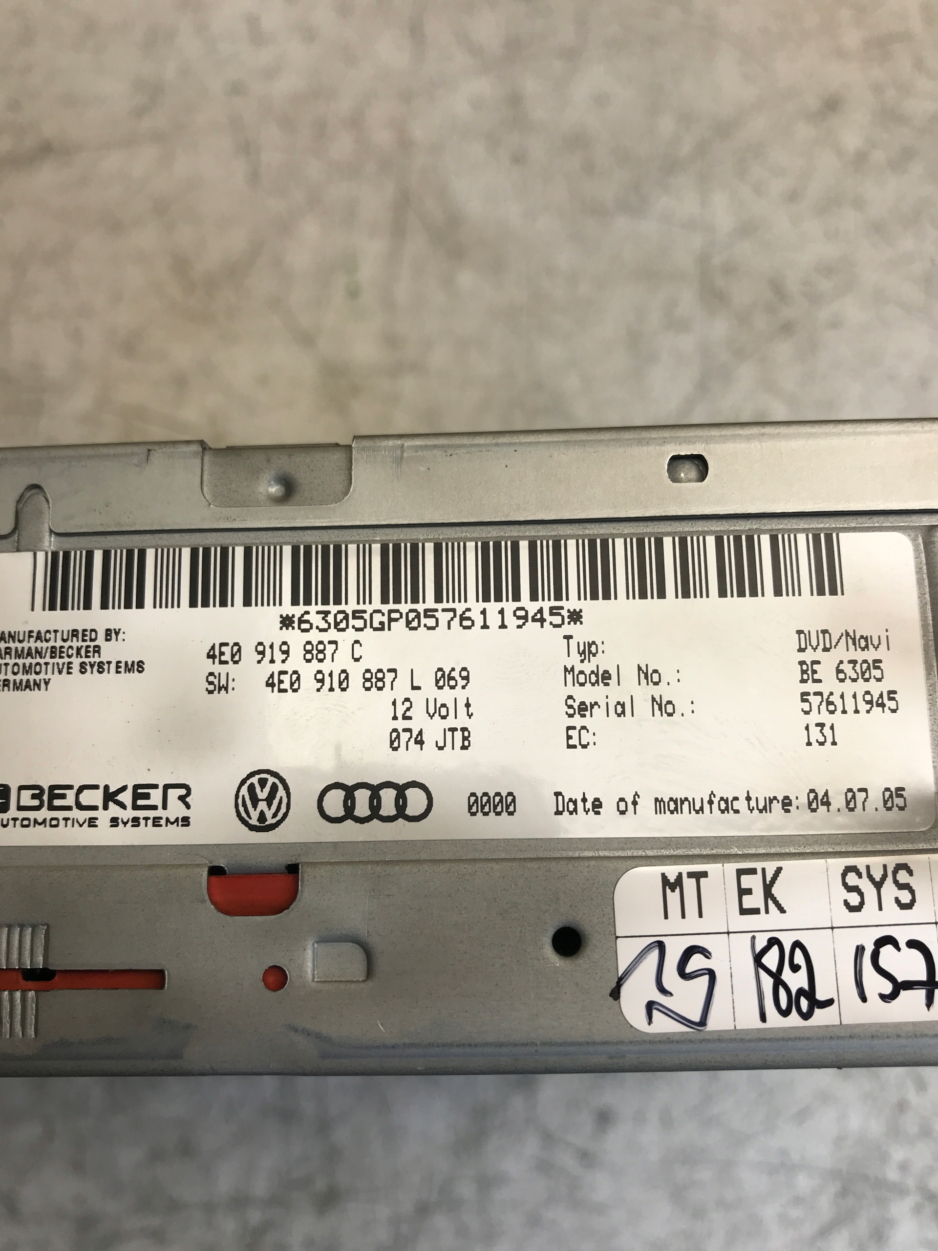 player NAVIGACJI DVD AUDI A8 D3 4E0919887C