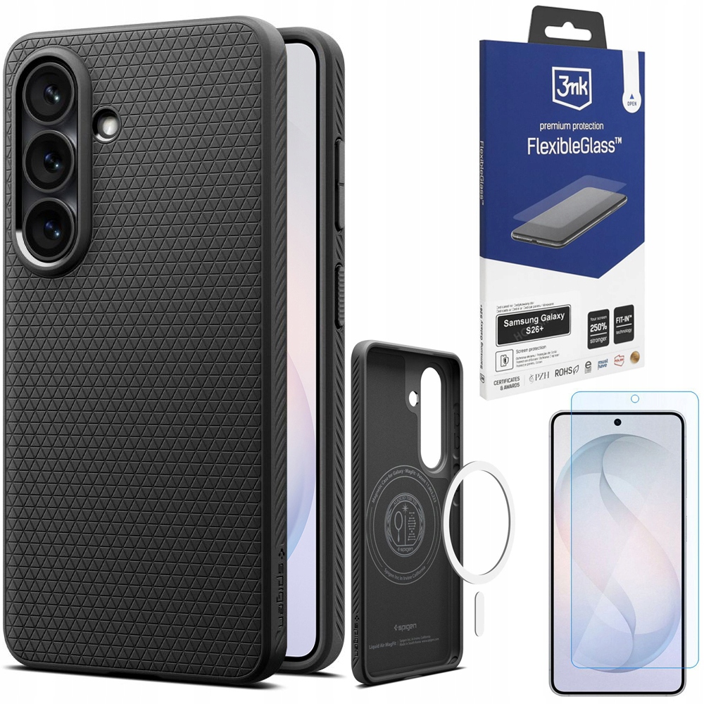 Pouzdro Spigen Liquid Air Case MagSafe Sklo 3mk pro Samsung Galaxy S26+ Plus