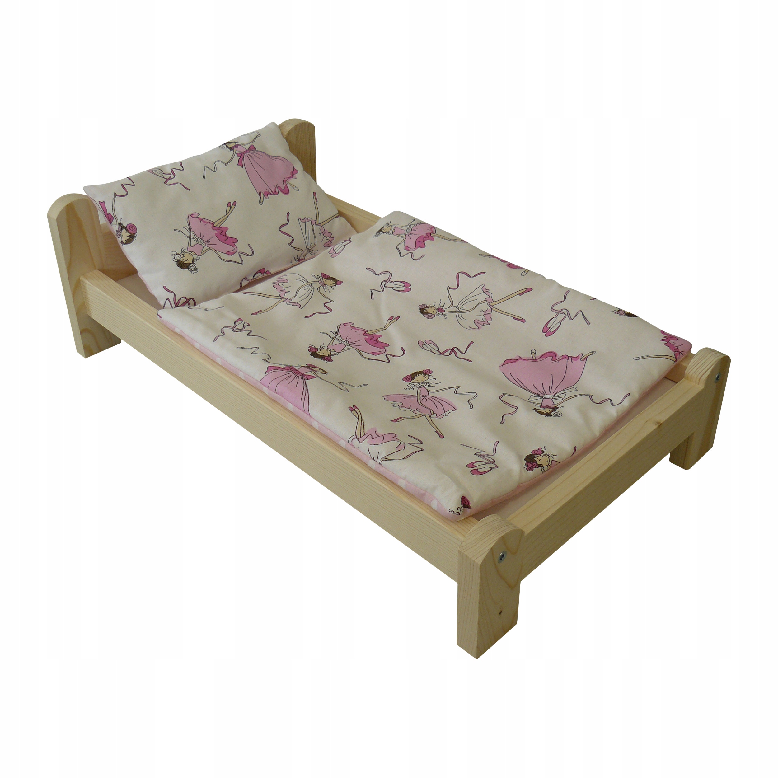 ŁÓŻECZKO DREWNIANE DUŻE + POŚCIEL BALETNICE