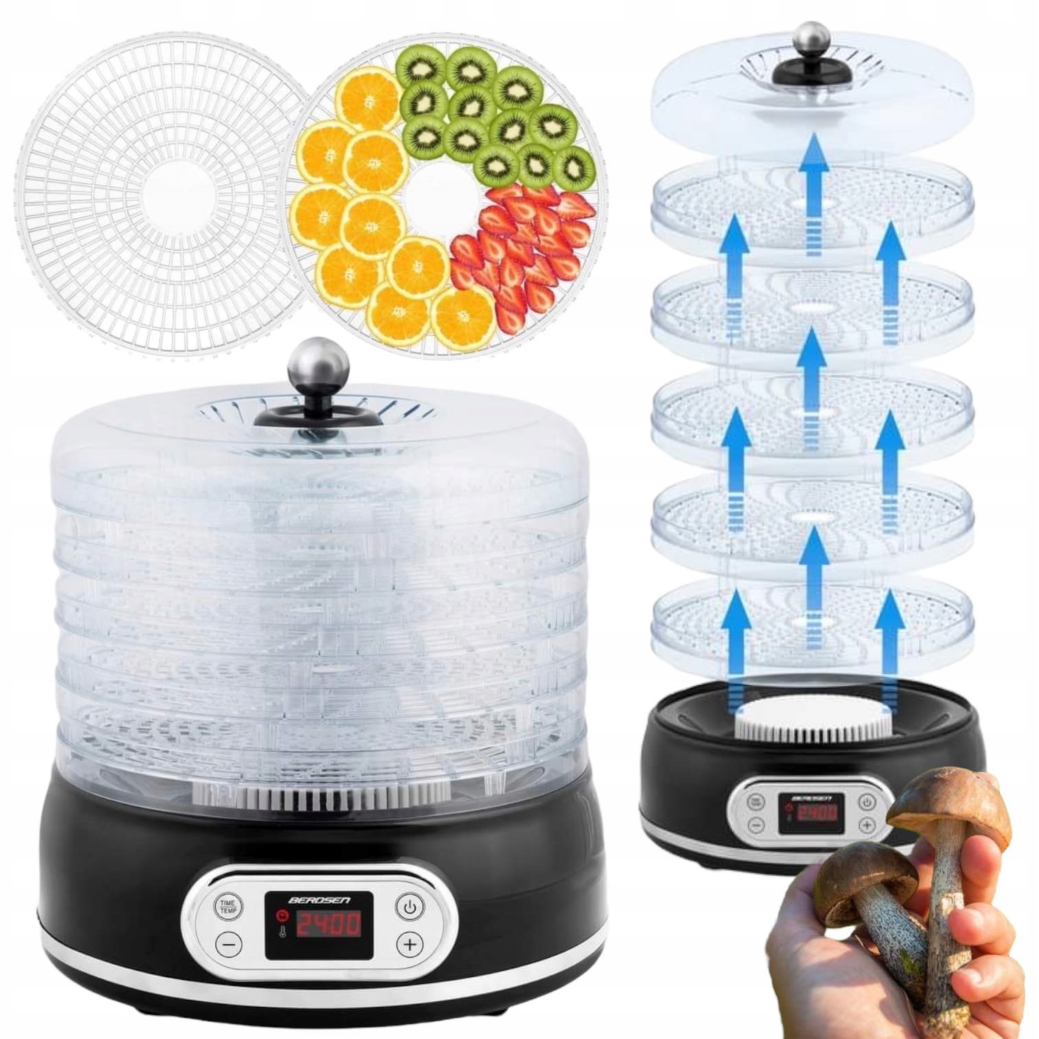 Sušička potravin Berdsen pro houby a ovoce zeleniny a bylinky na maso 400 W