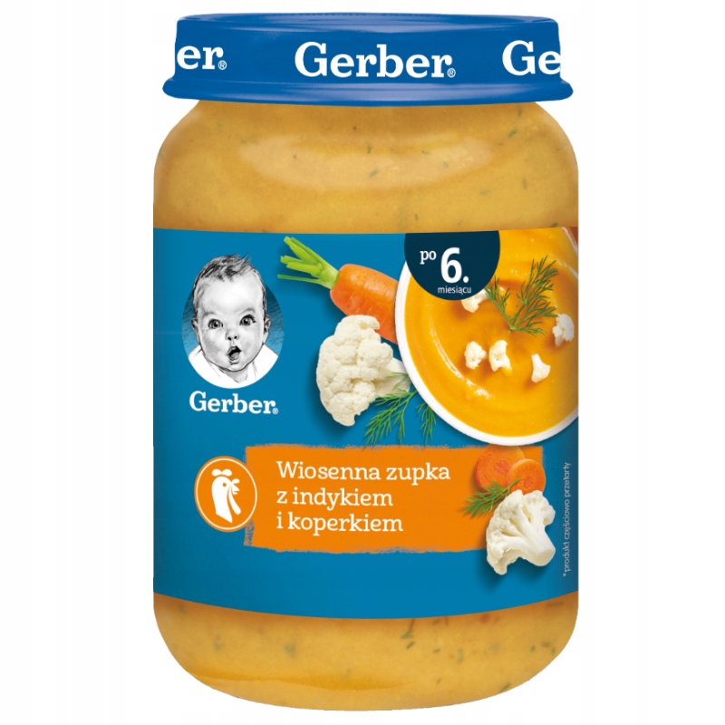 Gerber Obiadek dla Dzieci Wiosenna Zupka z Indykiem i Koperkiem 6 m+ 190 g
