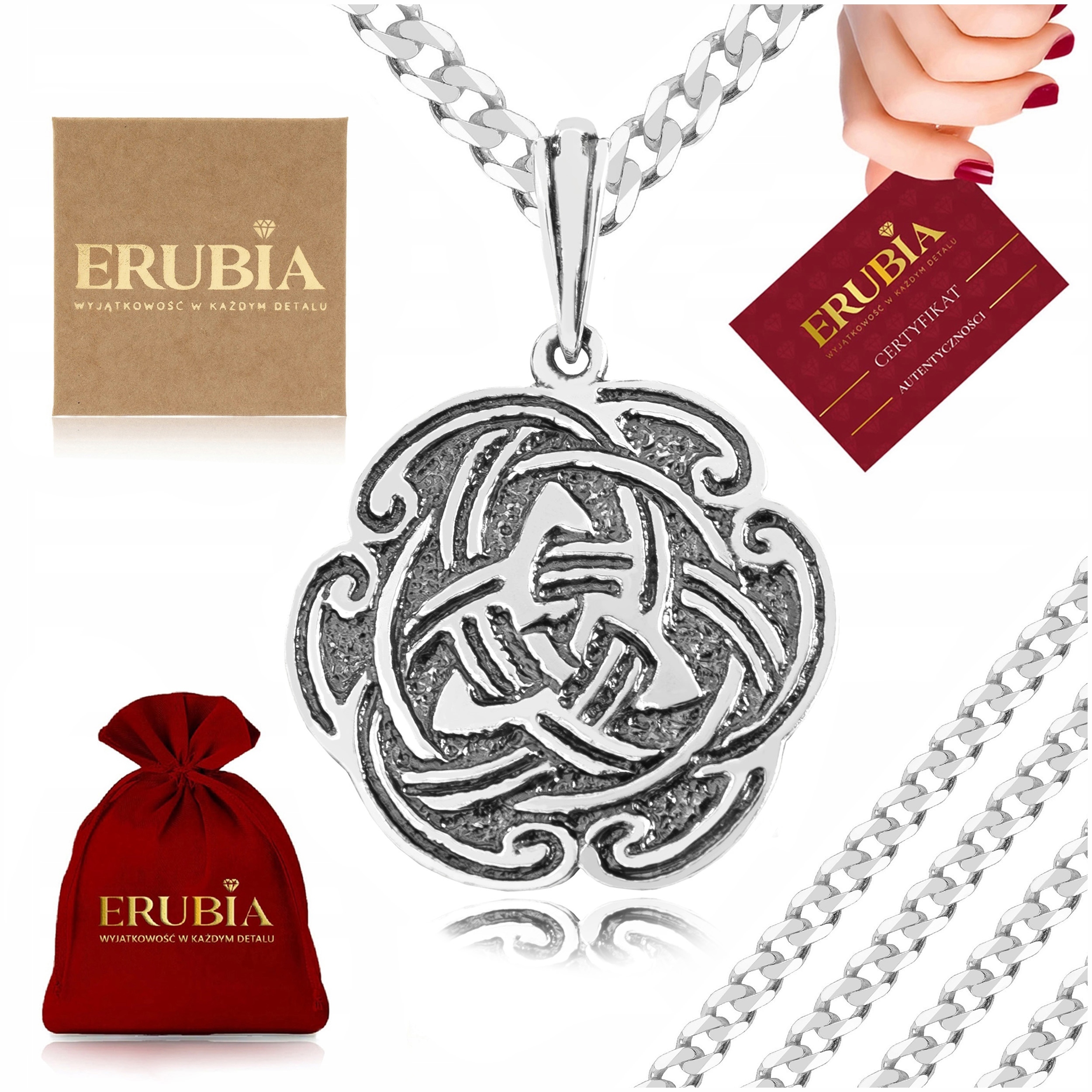 Stříbrný Řetízek Pánský Ryzost 925 Keltský Přívěsek Oxidovaný 60 CM 4,5 MM